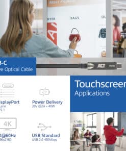 ACT USB-C 3.2 Gen2 Active Optical Cable (AOC), voor touchpanels, video, data, power, 15m - Afbeelding 2