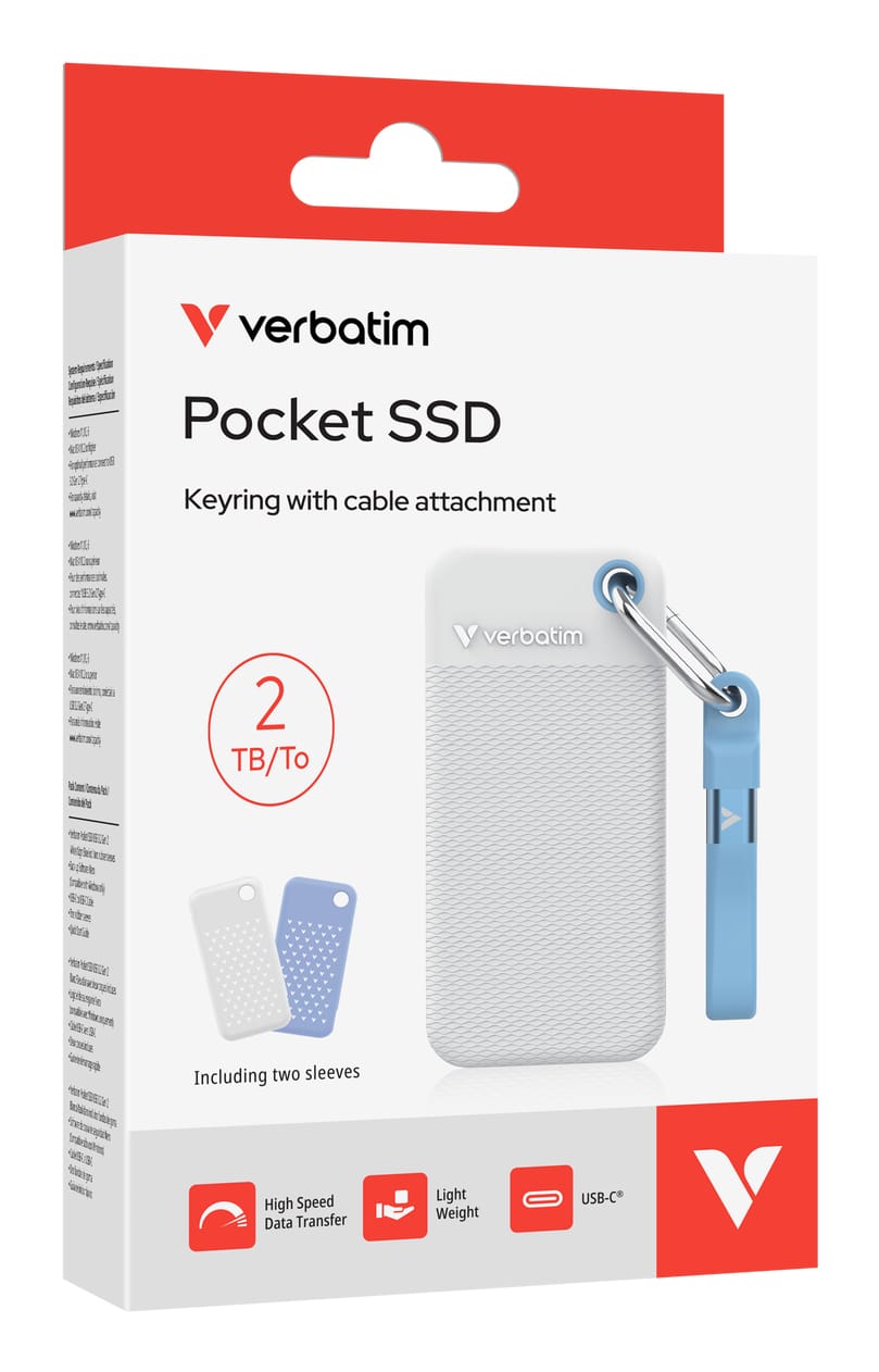 Verbatim Pocket SSD - Zomereditie Wit met 2 rubberen hoezen (wit & lichtblauw) - 2TB - Afbeelding 4