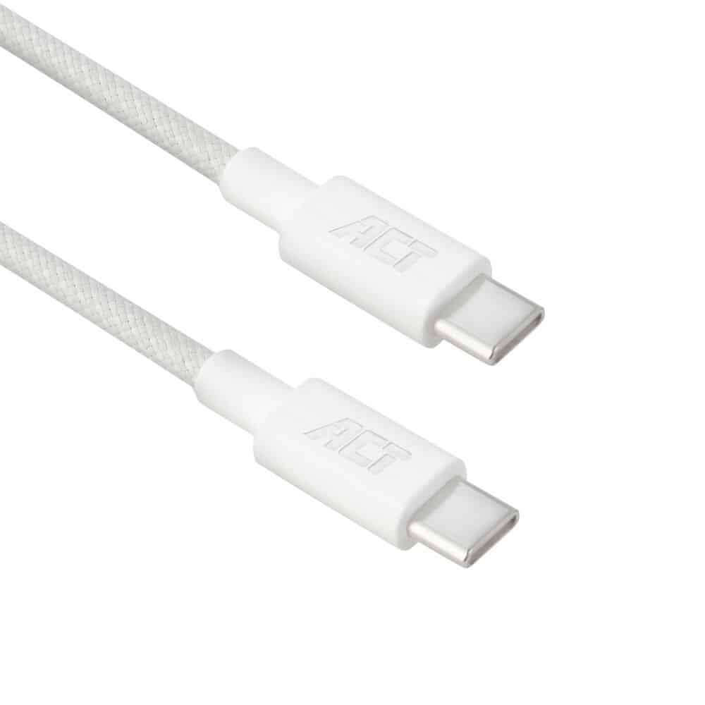 ACT USB 2.0 240W laad- en datakabel USB-C naar USB-C, wit, 2 meter