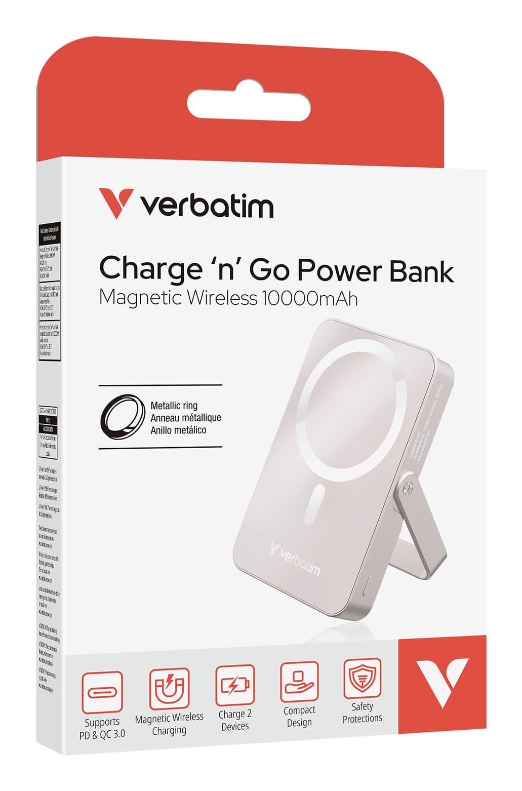 Verbatim Charge 'n' Go Magnetische Draadloze Power Bank 10000 mAh met standaard - Roze - Afbeelding 3