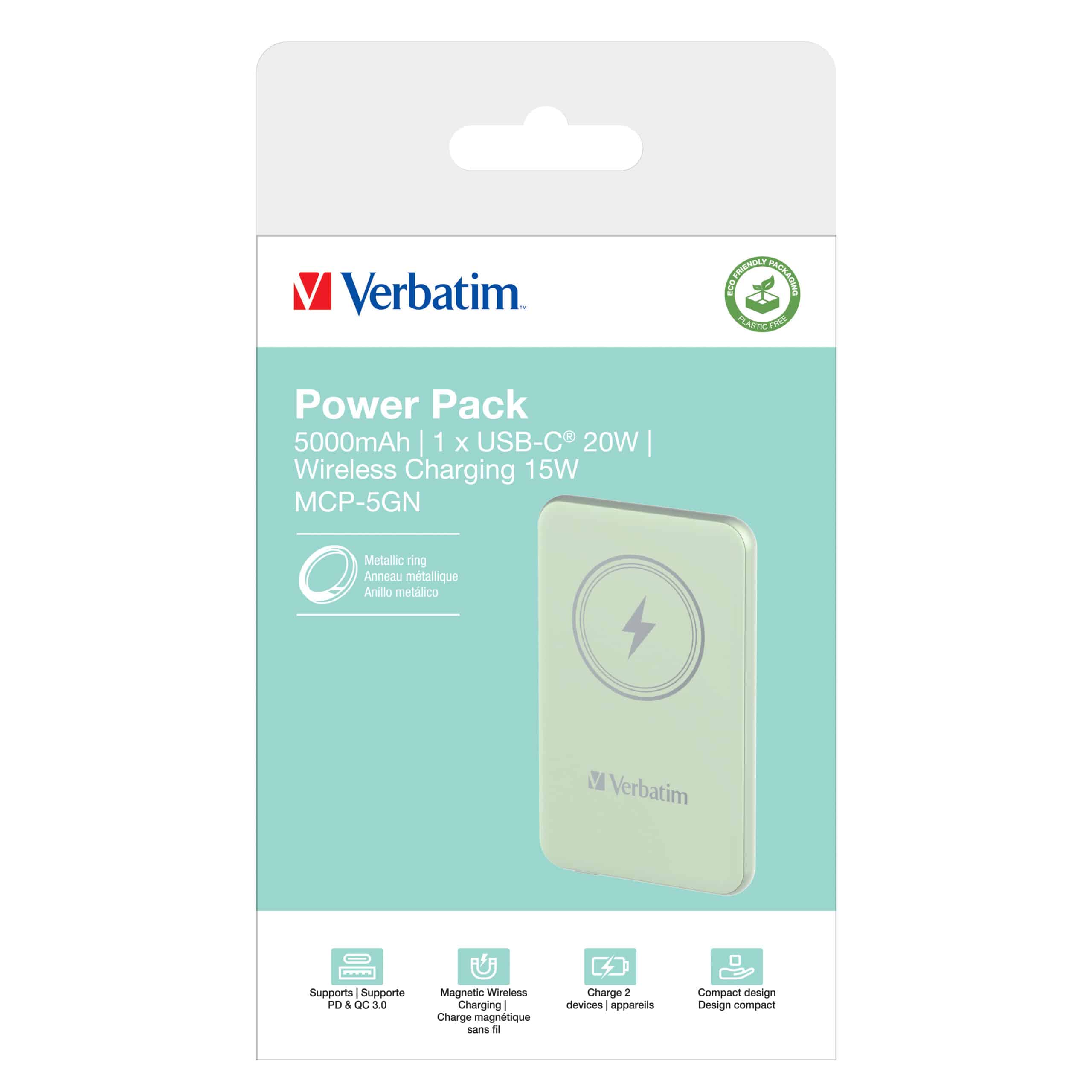 Verbatim Charge 'n' Go Magnetische Draadloze Power Bank 5000mAh Groen - Afbeelding 4