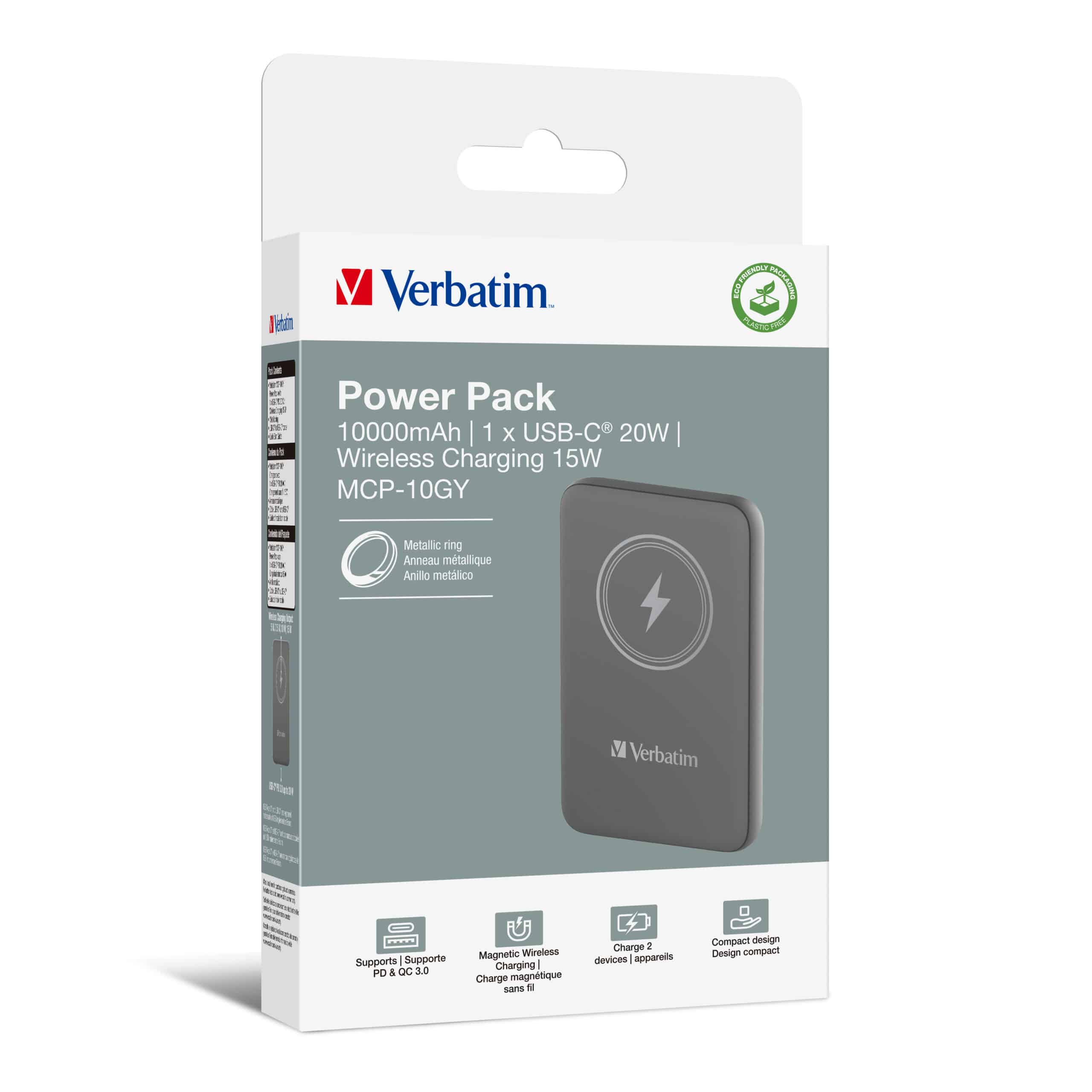 Verbatim Charge 'n' Go Magnetische Draadloze Power Bank 10000mAh Grijs - Afbeelding 5