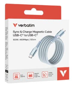 Verbatim Sync & Charge Magnetische Kabel - 100W USB-C naar USB-C 120 cm Blauw - Afbeelding 7
