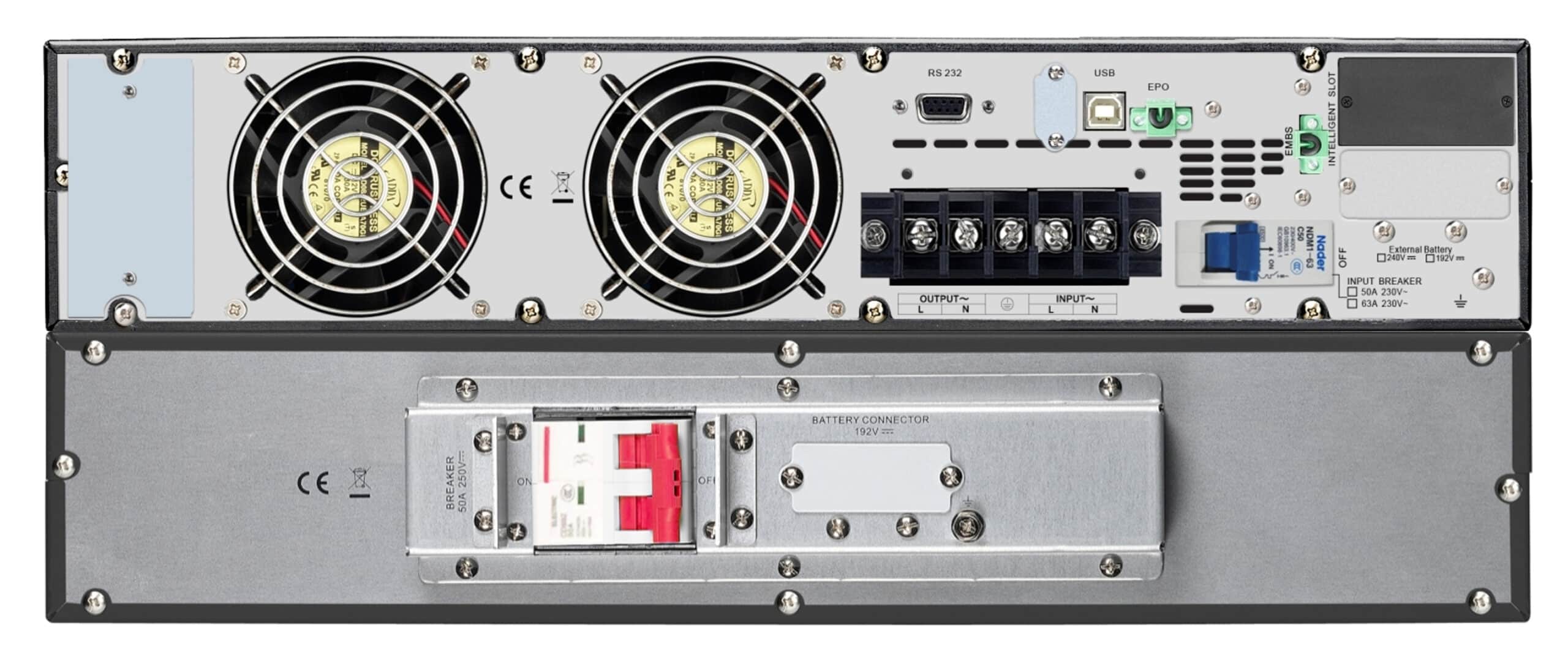 APC Easy-UPS On-Line SRV5KRIRK - 5000W/VA, Hardwire 1 fase uitgang, USB, Railkit Stekkerdoos - Afbeelding 2