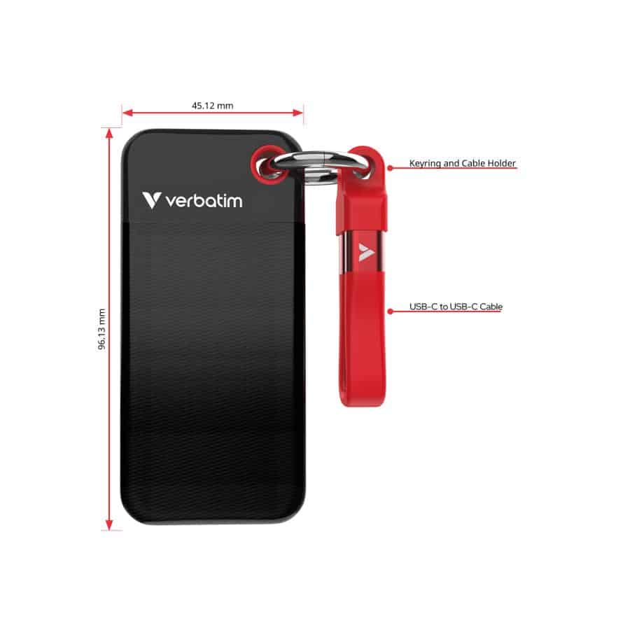 Verbatim Pocket SSD 2 TB USB Type-C 3.2 Gen 2 (3.1 Gen 2) Zwart, Rood - Afbeelding 7