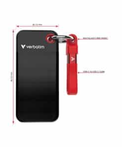 Verbatim Pocket SSD 1 TB USB Type-C 3.2 Gen 2 (3.1 Gen 2) Zwart, Rood - Afbeelding 7