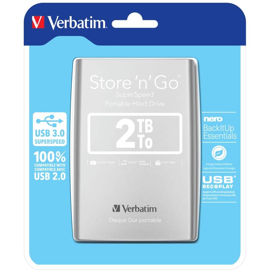 Verbatim Draagbare vaste Store 'n' Go-schijf met USB 3.0 van 2 TB Zilver - Afbeelding 6
