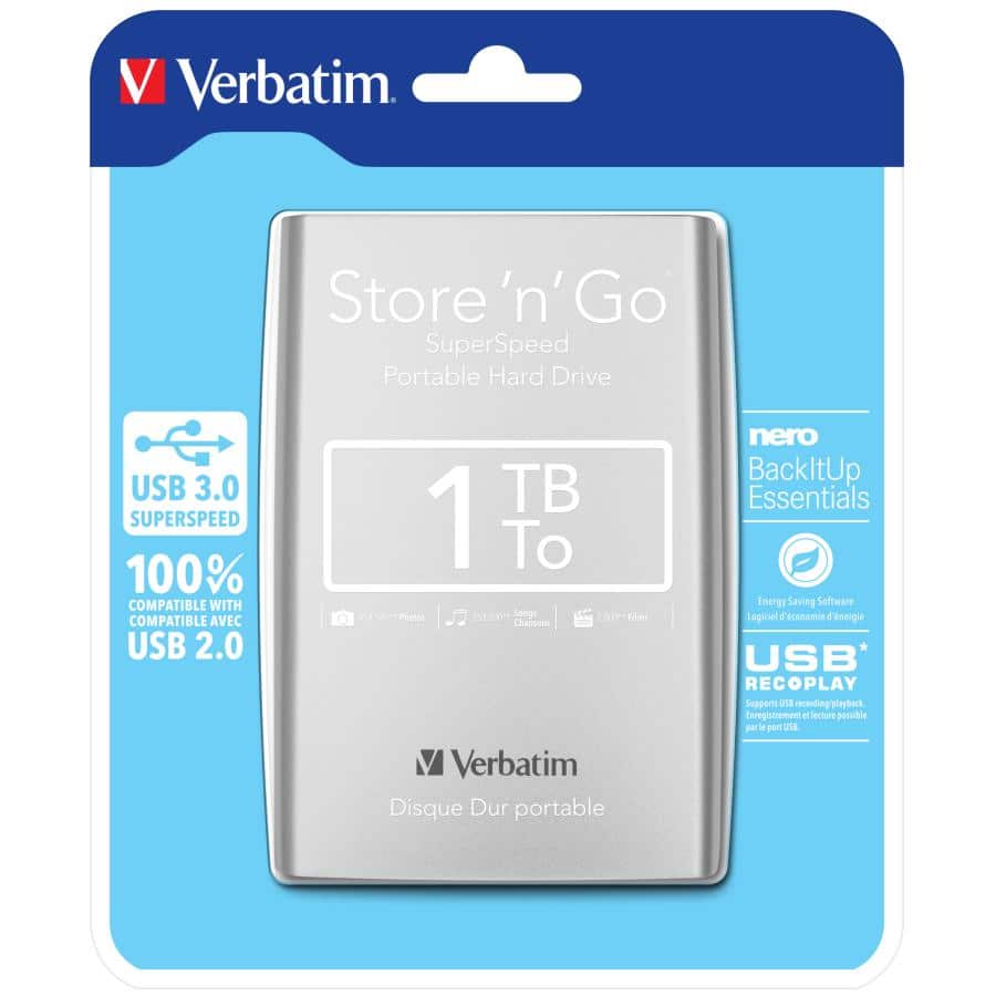 Verbatim Draagbare vaste Store 'n' Go-schijf met USB 3.0 van 1 TB Zilver - Afbeelding 7