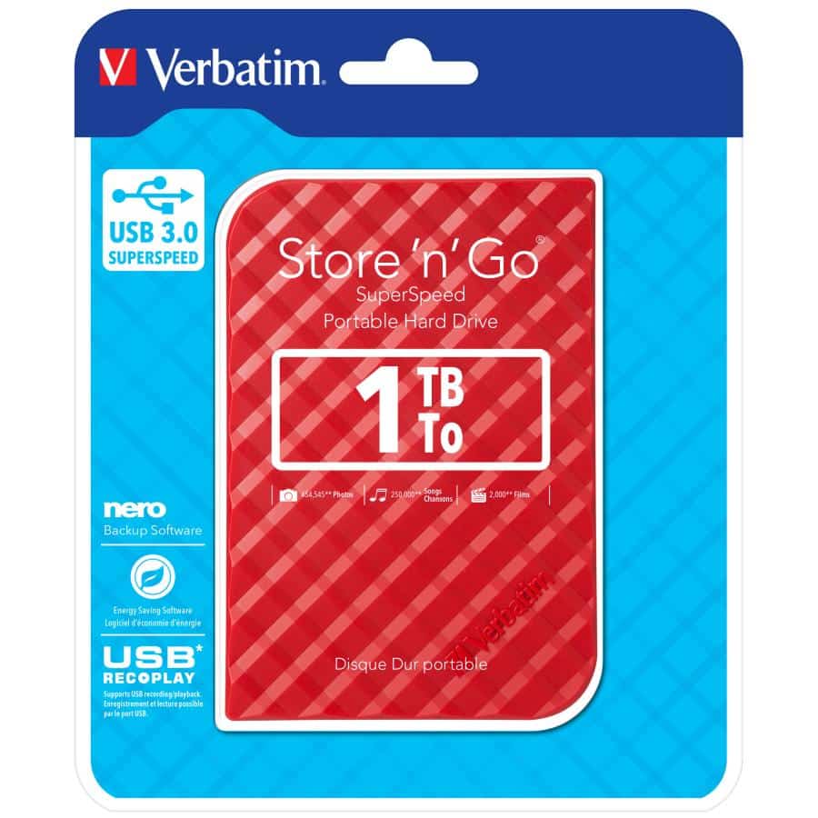 Verbatim Draagbare vaste Store 'n' Go-schijf met USB 3.0 van 1 TB - rood - Afbeelding 8