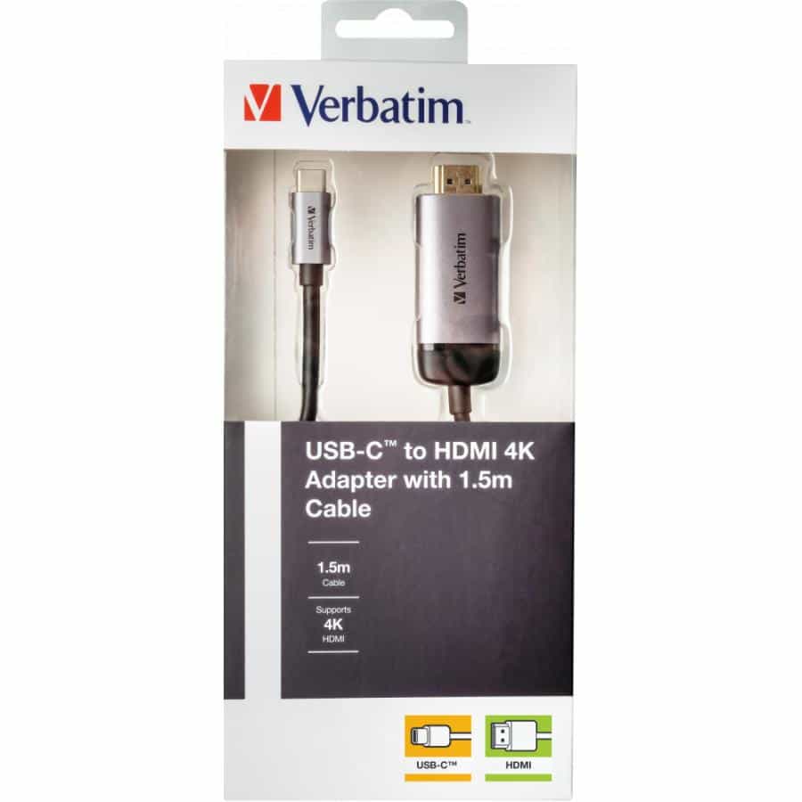 Verbatim 49144 video kabel adapter 1,5 m USB Type-C HDMI Zwart, Zilver - Afbeelding 4