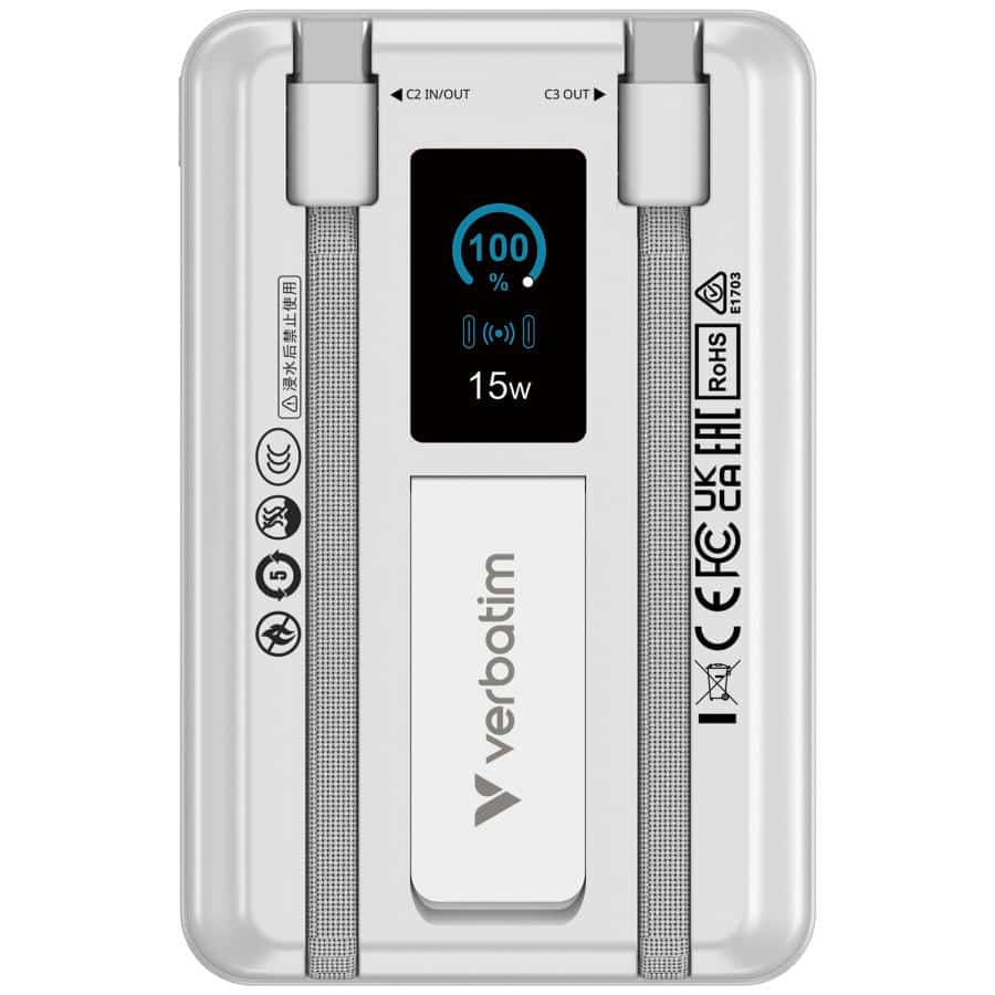Verbatim 32273 powerbank Lithium-Polymeer (LiPo) 10000 mAh Draadloos opladen Zilver - Afbeelding 7
