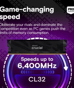 Crucial CP2K16G64C32U5B PRO Gaming OC DIMM Kit, 32GB, DDR5, 6400 Mhz, CL32, Black - Afbeelding 2
