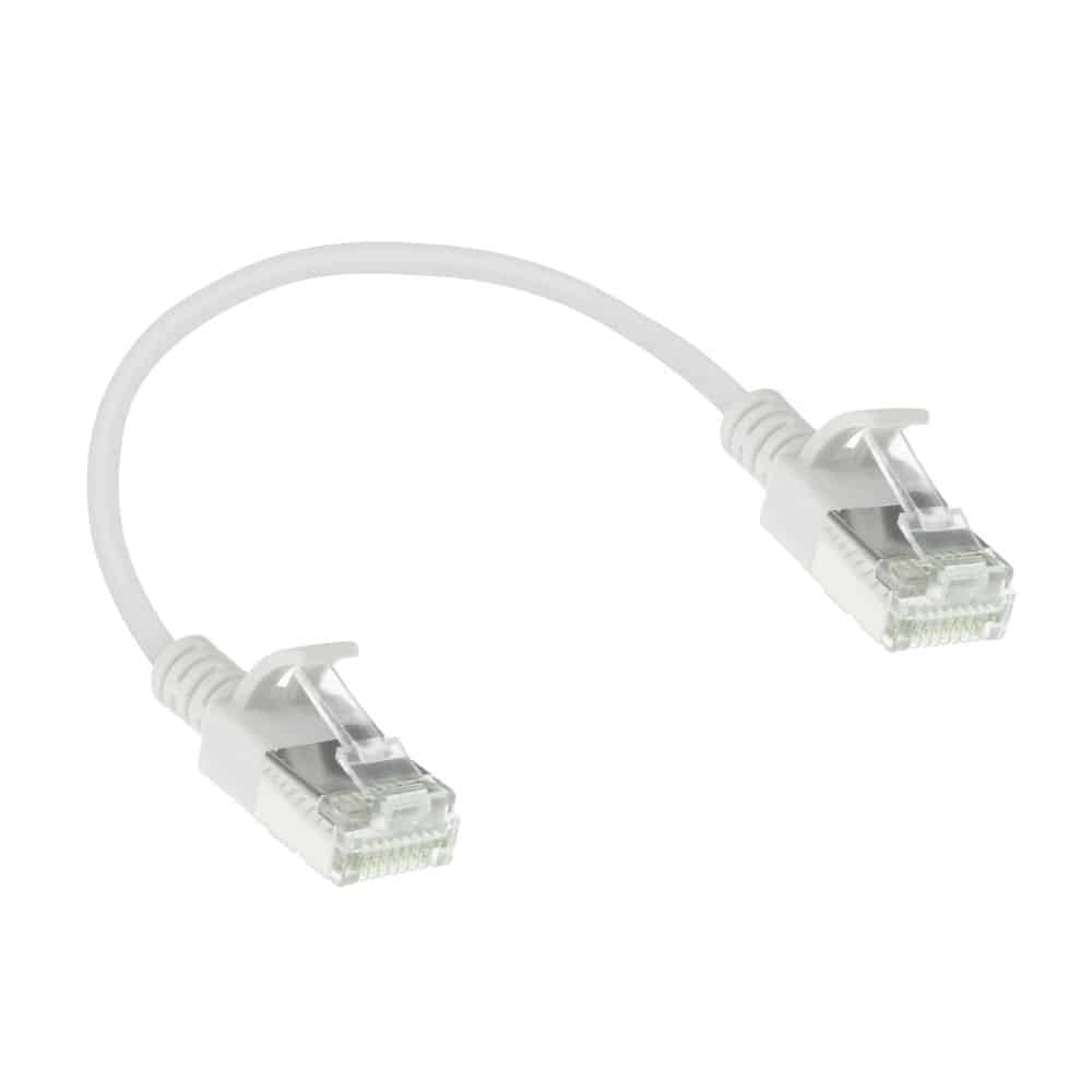 ACT Witte 0,25 meter LSZH U/FTP CAT6A datacenter slimline patchkabel snagless met RJ45 connectoren - Afbeelding 2