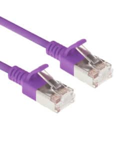 ACT Paarse 1,5 meter LSZH U/FTP CAT6A datacenter slimline patchkabel snagless met RJ45 connectoren