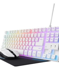 Trust GXT 794W toetsenbord Inclusief muis Gamen USB QWERTY Amerikaans Engels Wit
