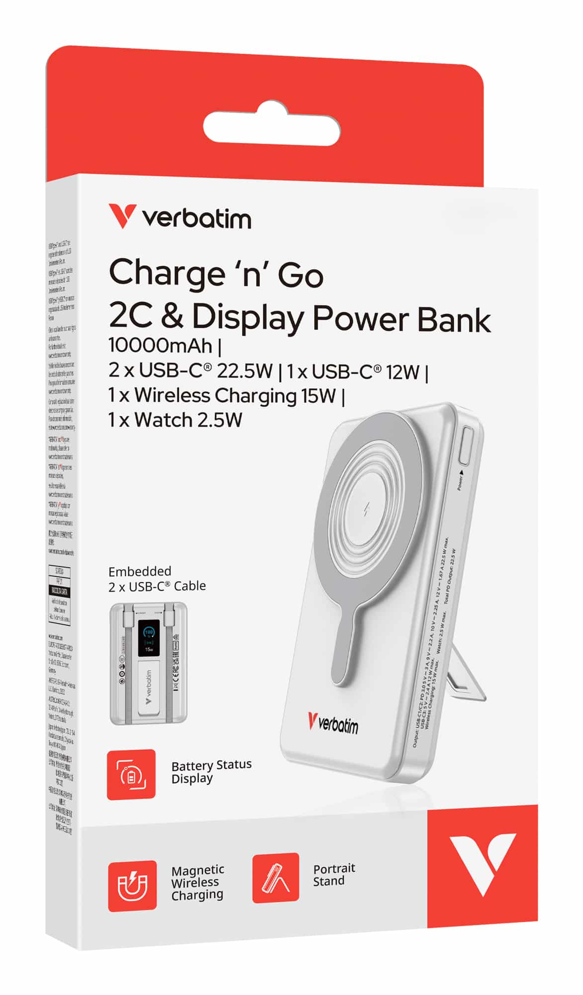 Verbatim 32273 powerbank Lithium-Polymeer (LiPo) 10000 mAh Draadloos opladen Zilver - Afbeelding 4