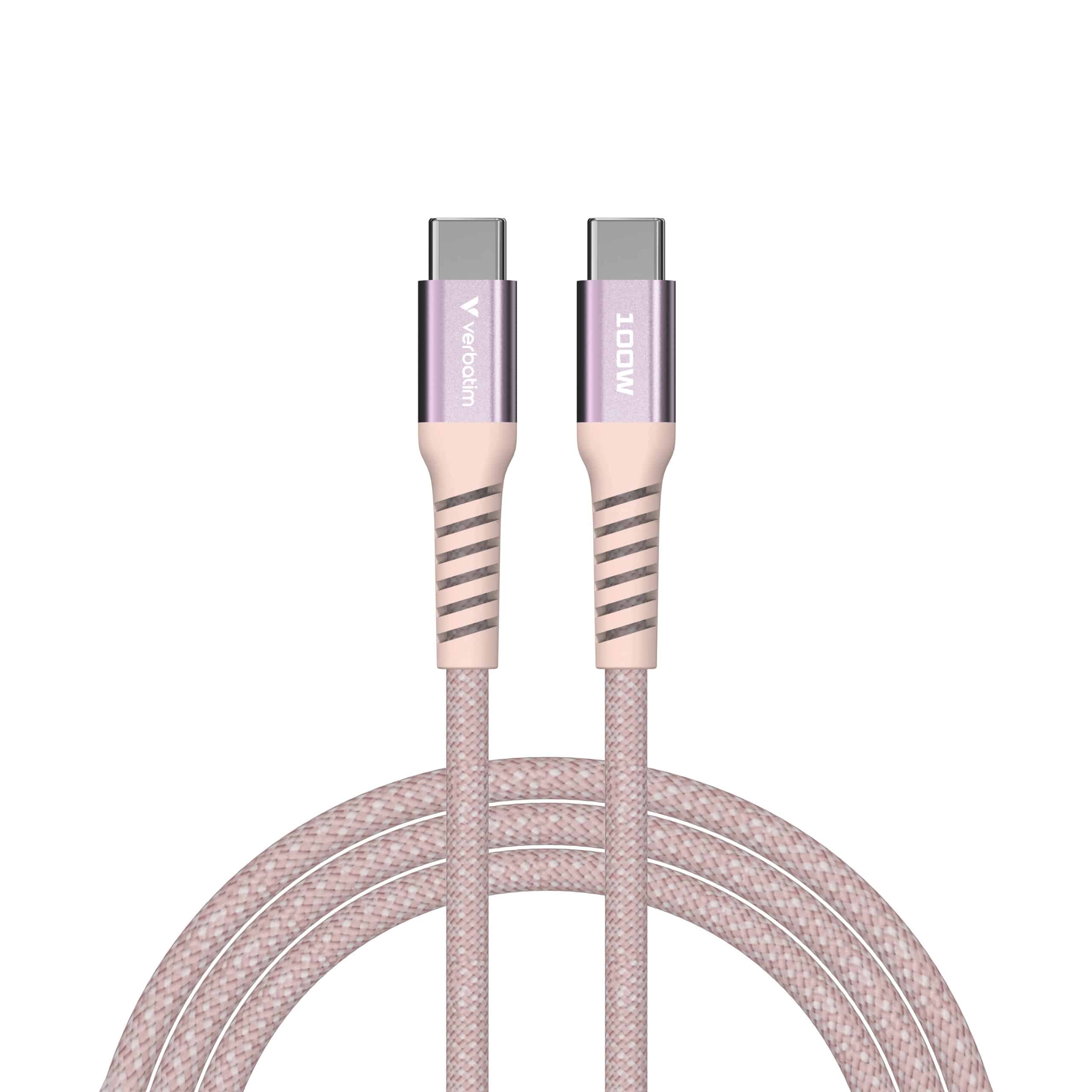 Verbatim Sync & Charge Magnetische Kabel - 100W USB-C naar USB-C 120 cm Roze - Afbeelding 2