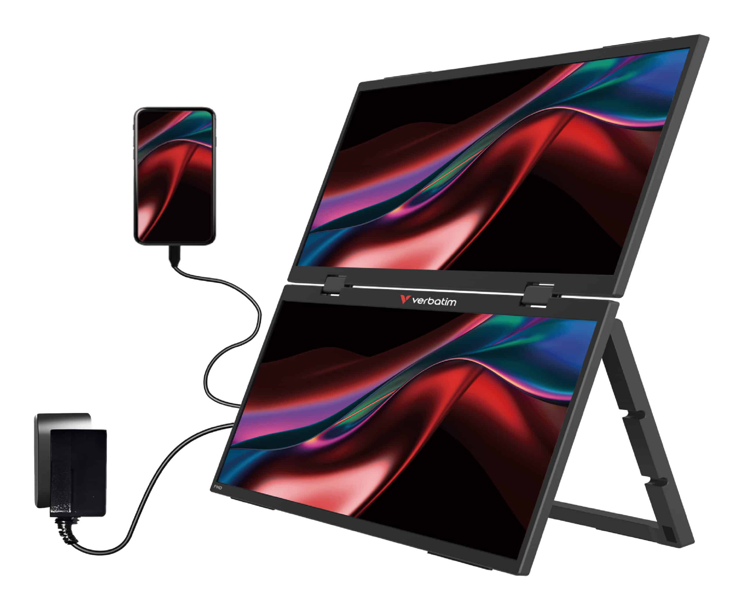 Verbatim Portable 15.6" FHD Dual Monitor Essentials Draagbare monitor Zwart 39,6 cm (15.6") LCD 1920 x 1080 Pixels - Afbeelding 5