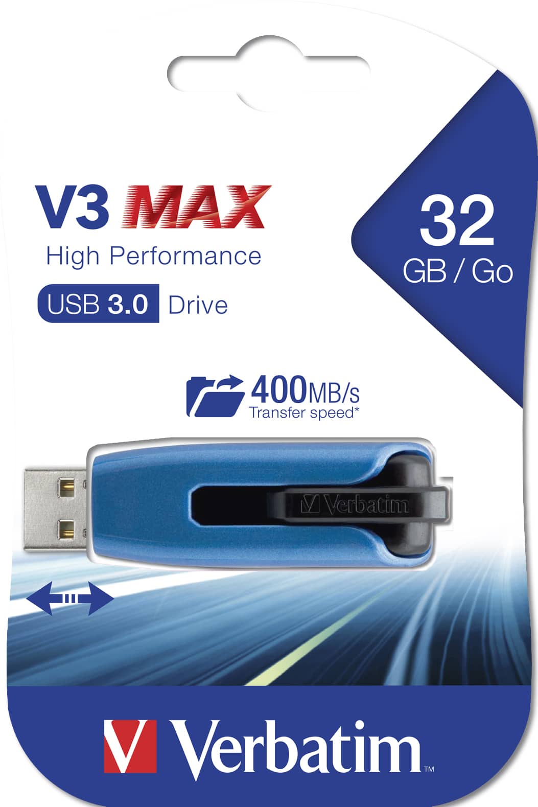 Verbatim V3 MAX - USB-Stick 3.0 32 GB - Blauw - Afbeelding 5