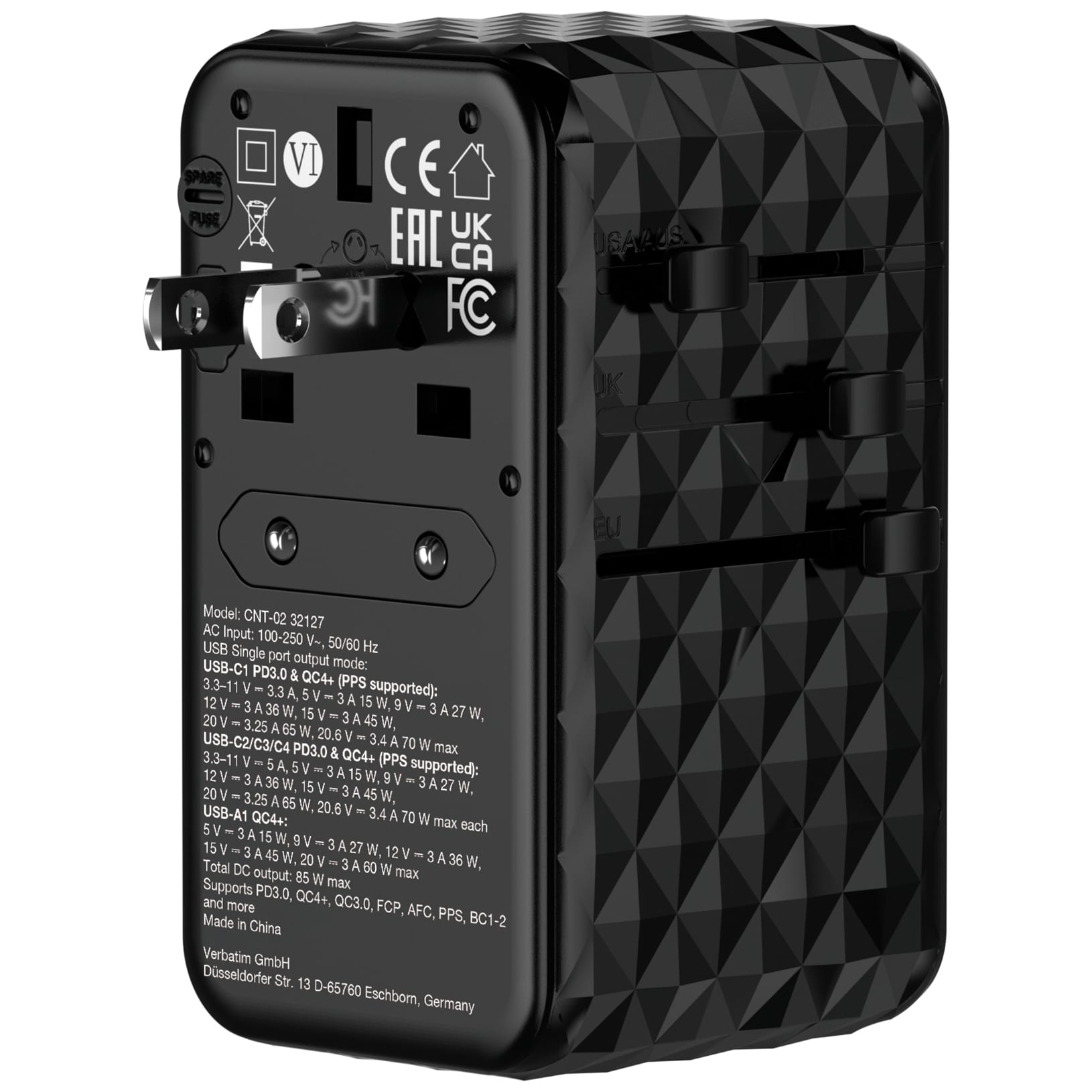 Verbatim Charge 'n' Travel GaN III universele reisadapter 85W - Afbeelding 8