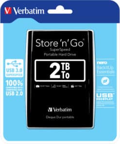 Verbatim Draagbare vaste Store 'n' Go-schijf met USB 3.0 van 2 TB Black