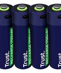 Trust USB-C Oplaadbare AA Batterijen 4-pack - Oplaadbare AA batterijen – USB-C oplaadbaar – 4 stuks – Blauw