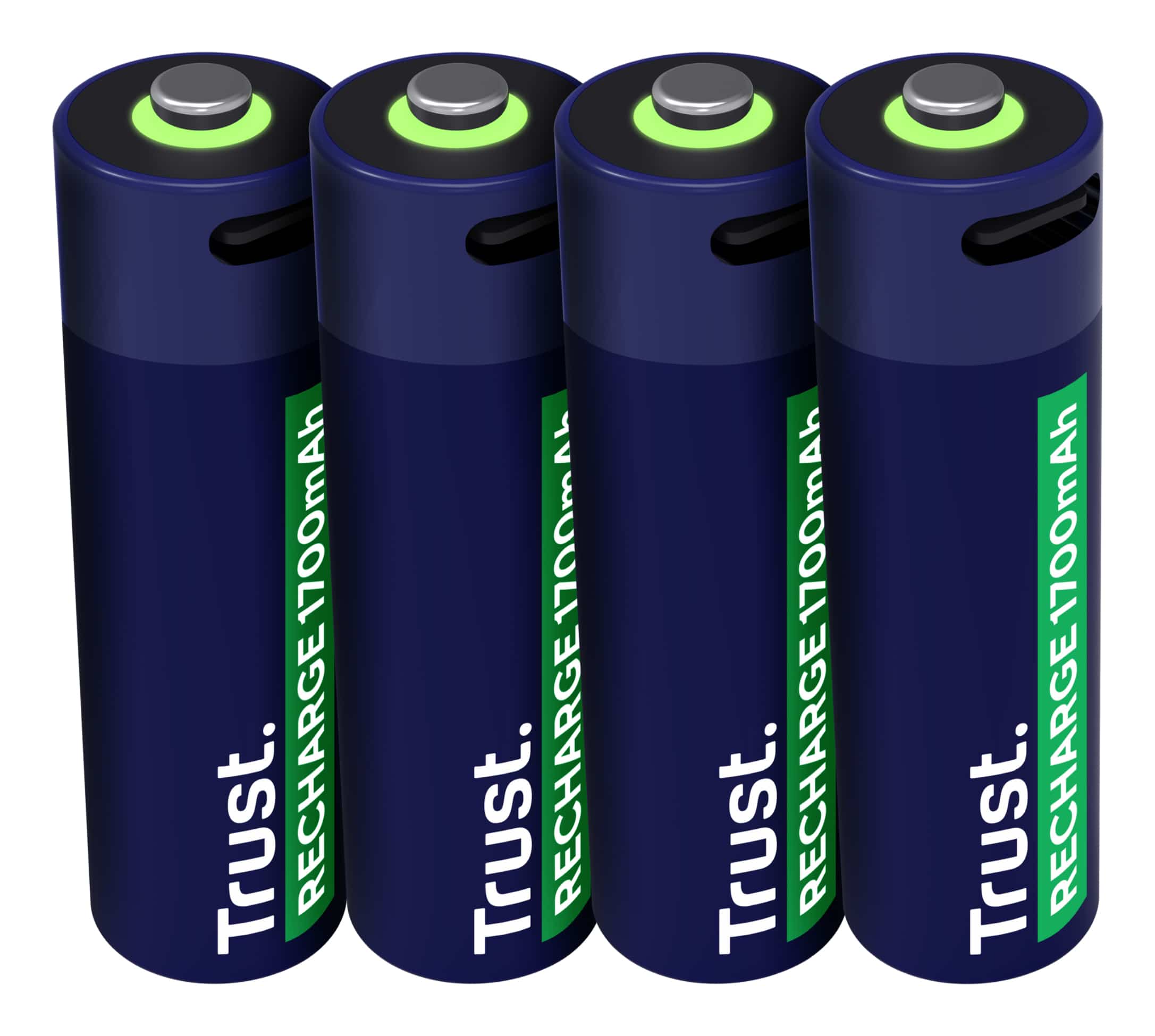 Trust USB-C Oplaadbare AA Batterijen 4-pack - Oplaadbare AA batterijen – USB-C oplaadbaar – 4 stuks – Blauw