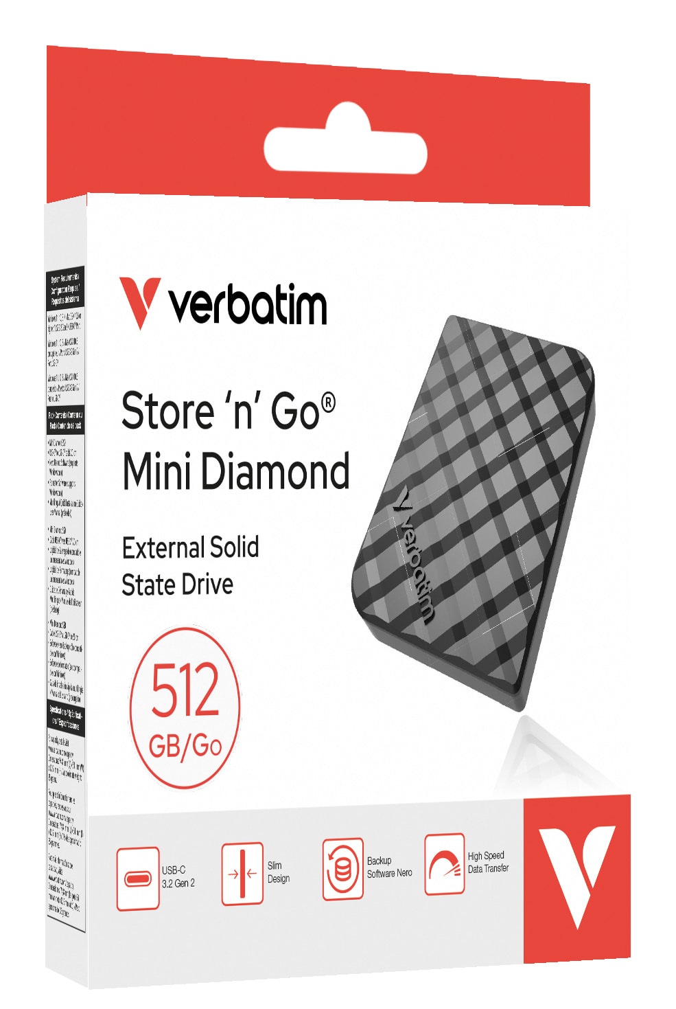 Verbatim Store 'n' Go Mini Diamond USB-C 512GB Zwart - Afbeelding 2
