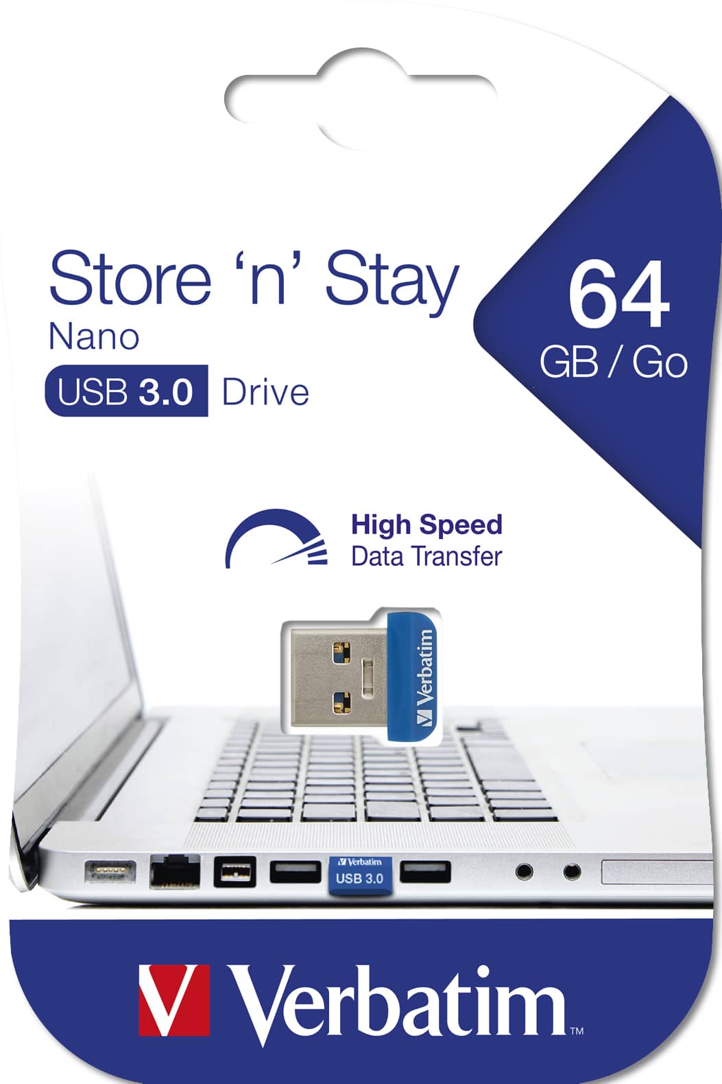 Verbatim Store 'n' Stay NANO - USB-Stick 3.0 64 GB - Blauw - Afbeelding 3