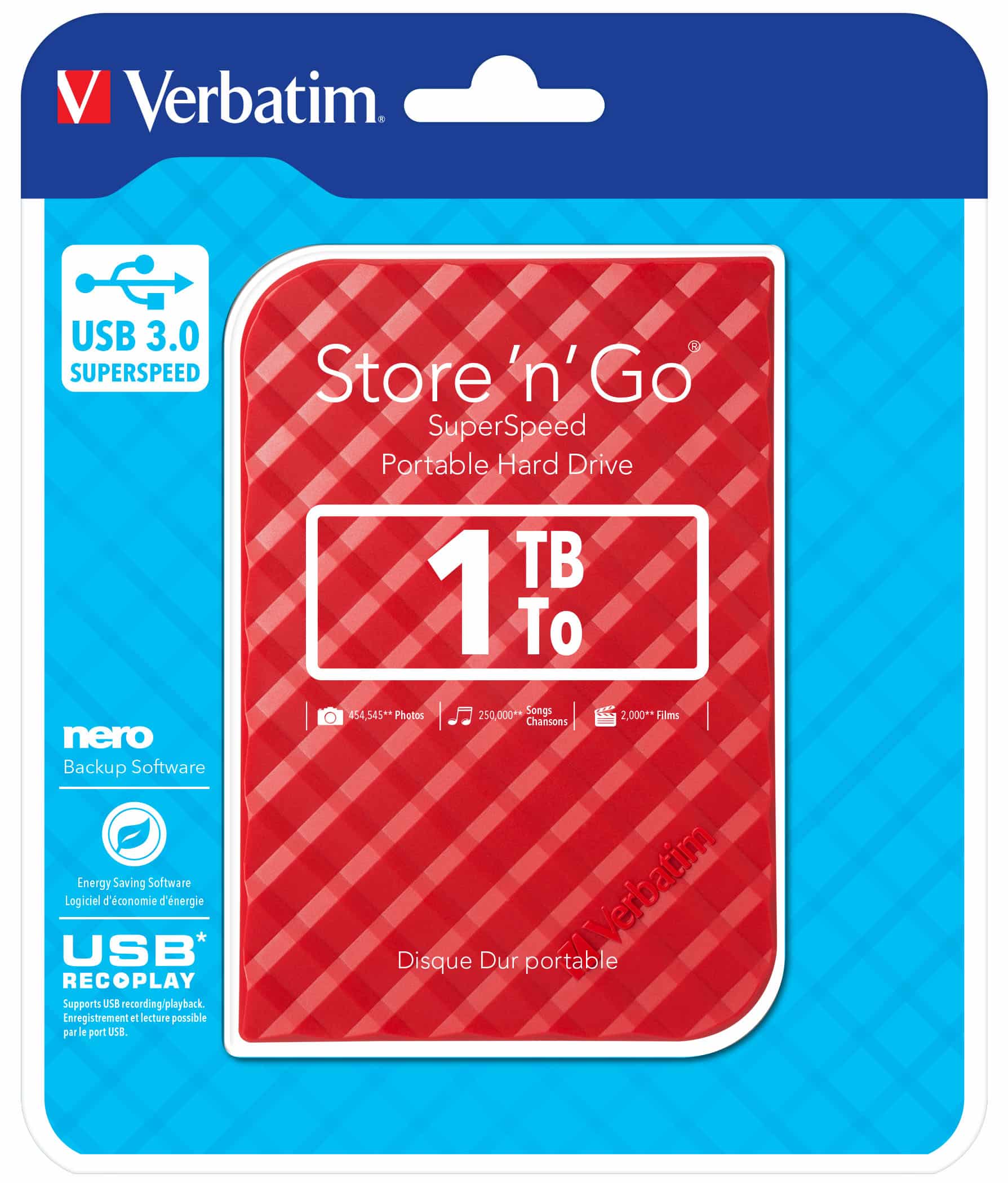 Verbatim Draagbare vaste Store 'n' Go-schijf met USB 3.0 van 1 TB - rood - Afbeelding 4