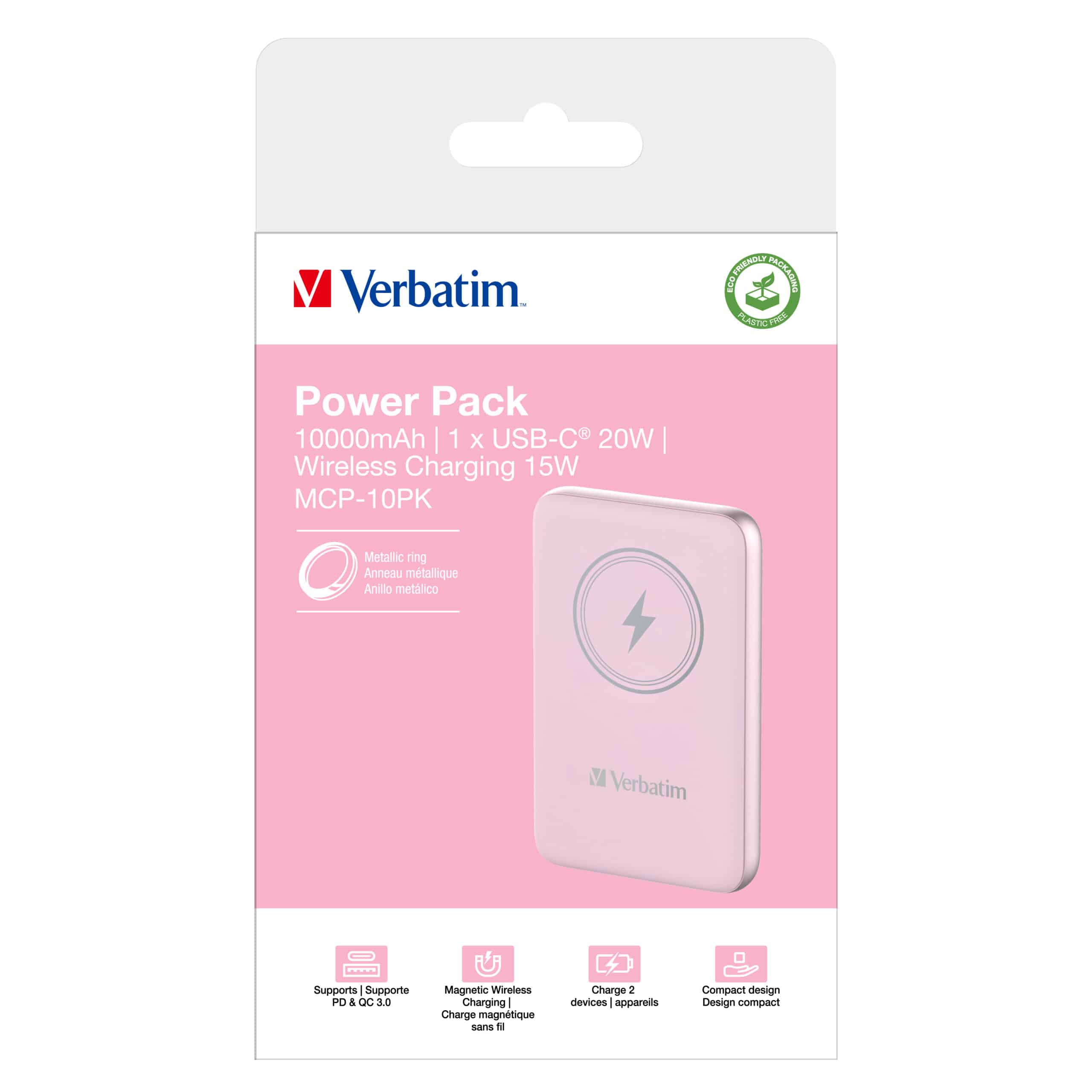 Verbatim Charge 'n' Go Magnetische Draadloze Power Bank 10000mAh Roze - Afbeelding 4