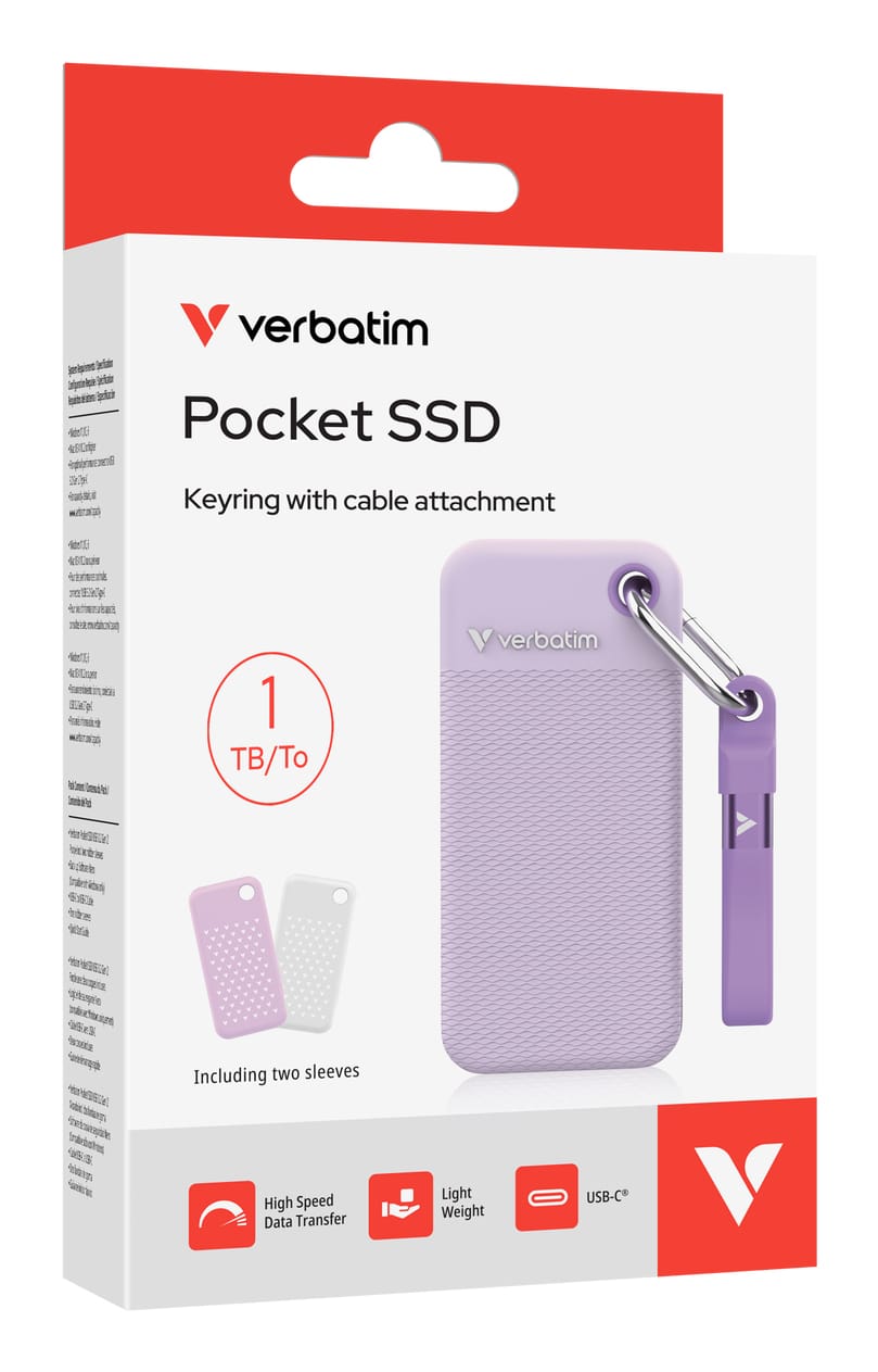 Verbatim Pocket SSD - Zomereditie Paars met 2 rubberen hoezen (wit & paars) - 1TB - Afbeelding 4