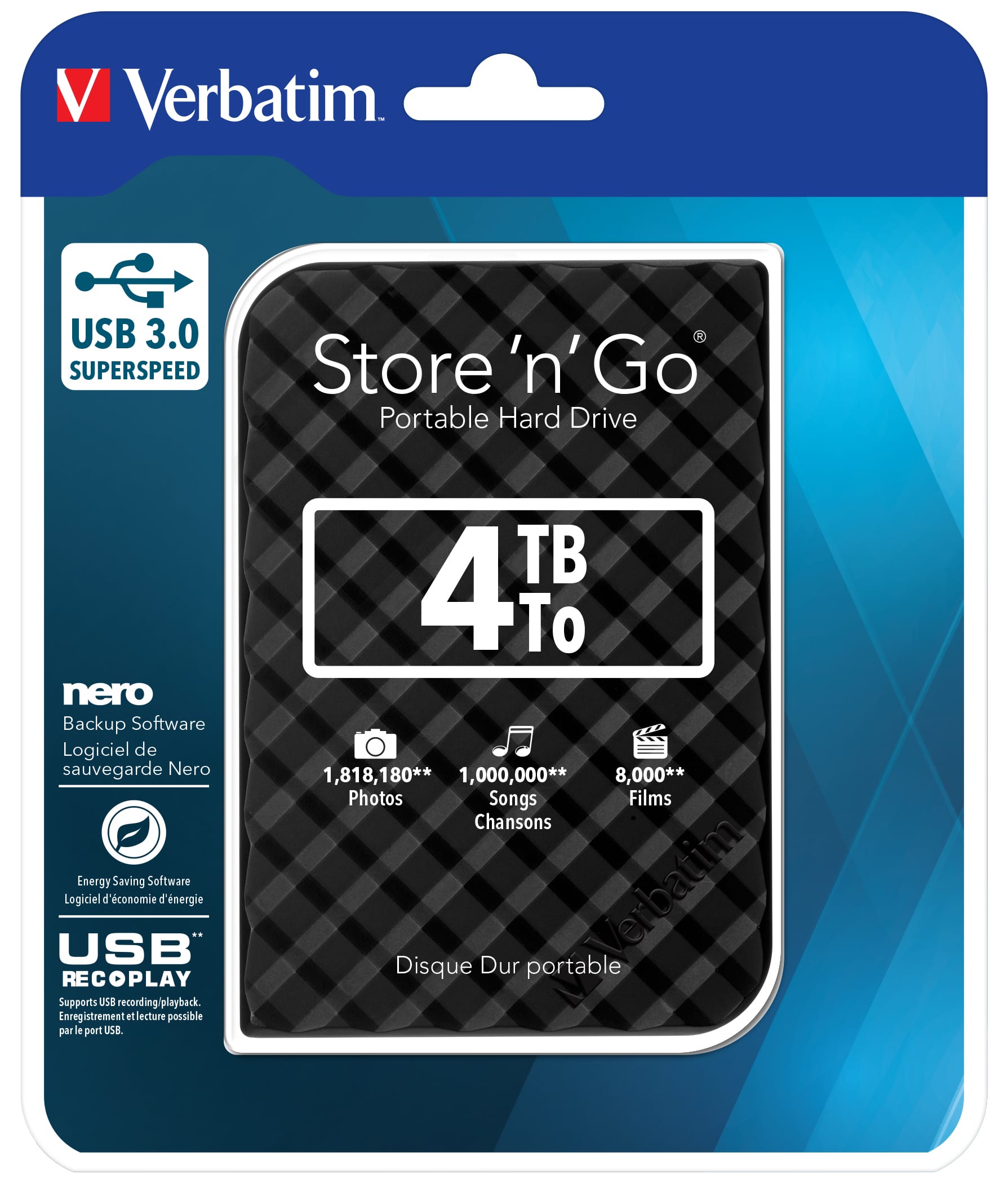 Verbatim Draagbare vaste Store 'n' Go-schijf met USB 3.0 van 4 TB Black - Afbeelding 2