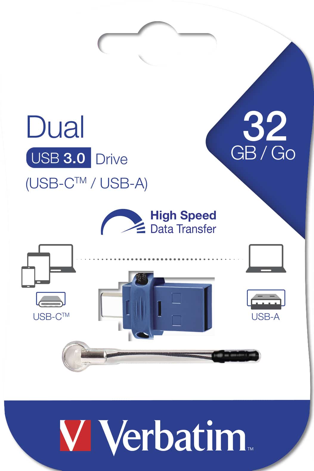 Verbatim Dual - USB-Stick 3.0 32 GB - USB-C / USB-A - Blauw - Afbeelding 5