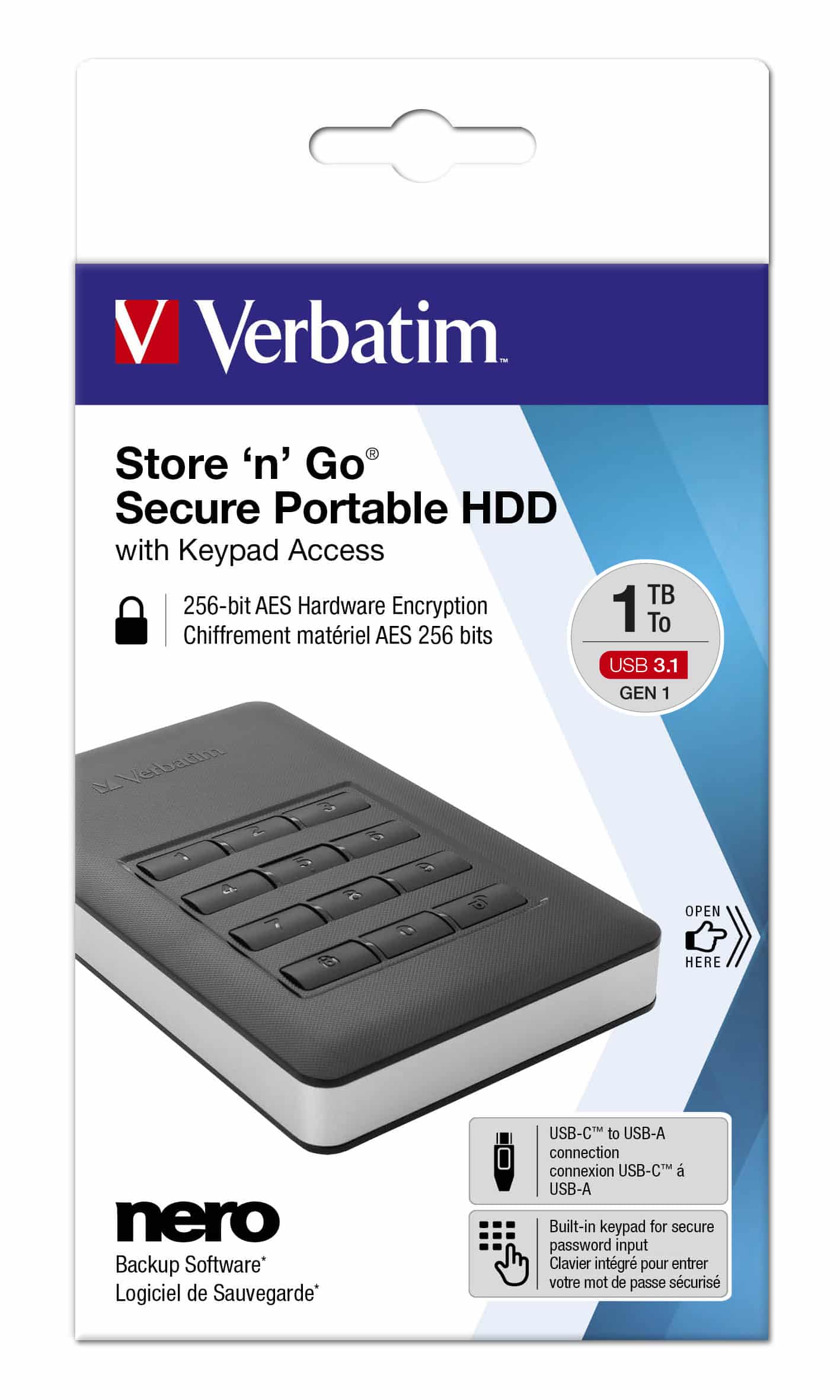 Verbatim Veilige draagbare harde schijf Store 'n' Go met toetsbediening 1TB - Afbeelding 4