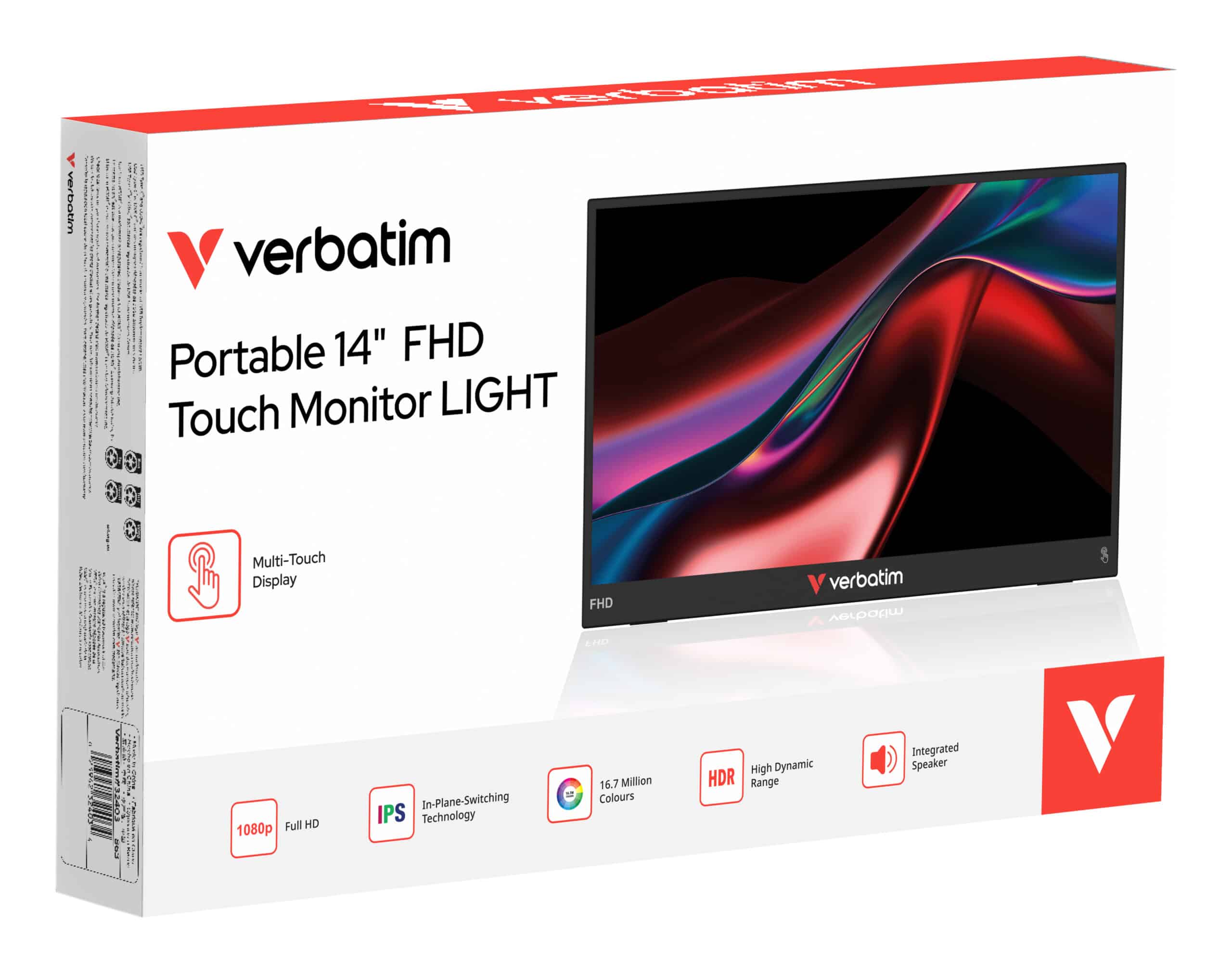Verbatim Portable 14" FHD Touch Monitor LIGHT Draagbare monitor Zwart 35,6 cm (14") LCD 1920 x 1080 Pixels - Afbeelding 6