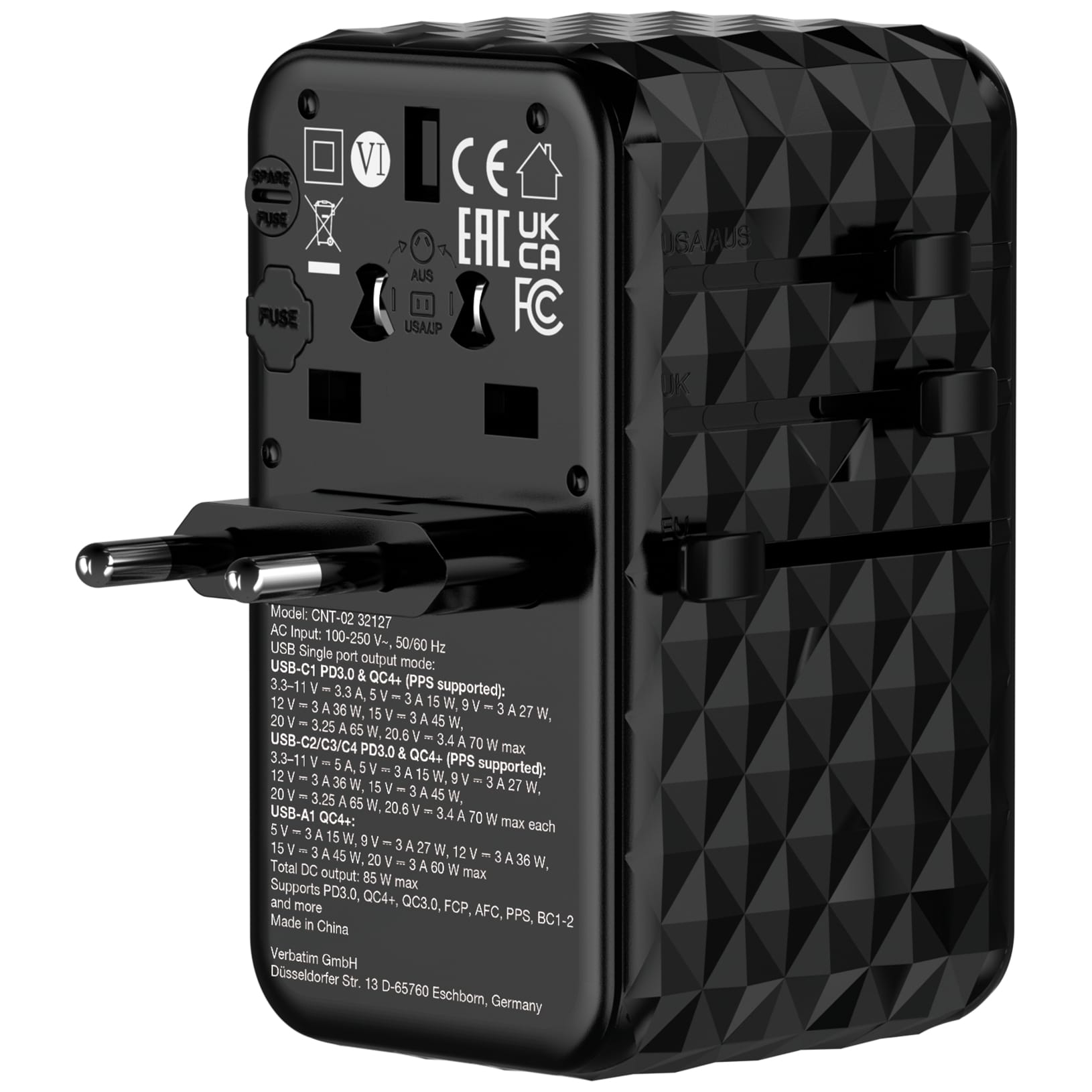 Verbatim Charge 'n' Travel GaN III universele reisadapter 85W - Afbeelding 6