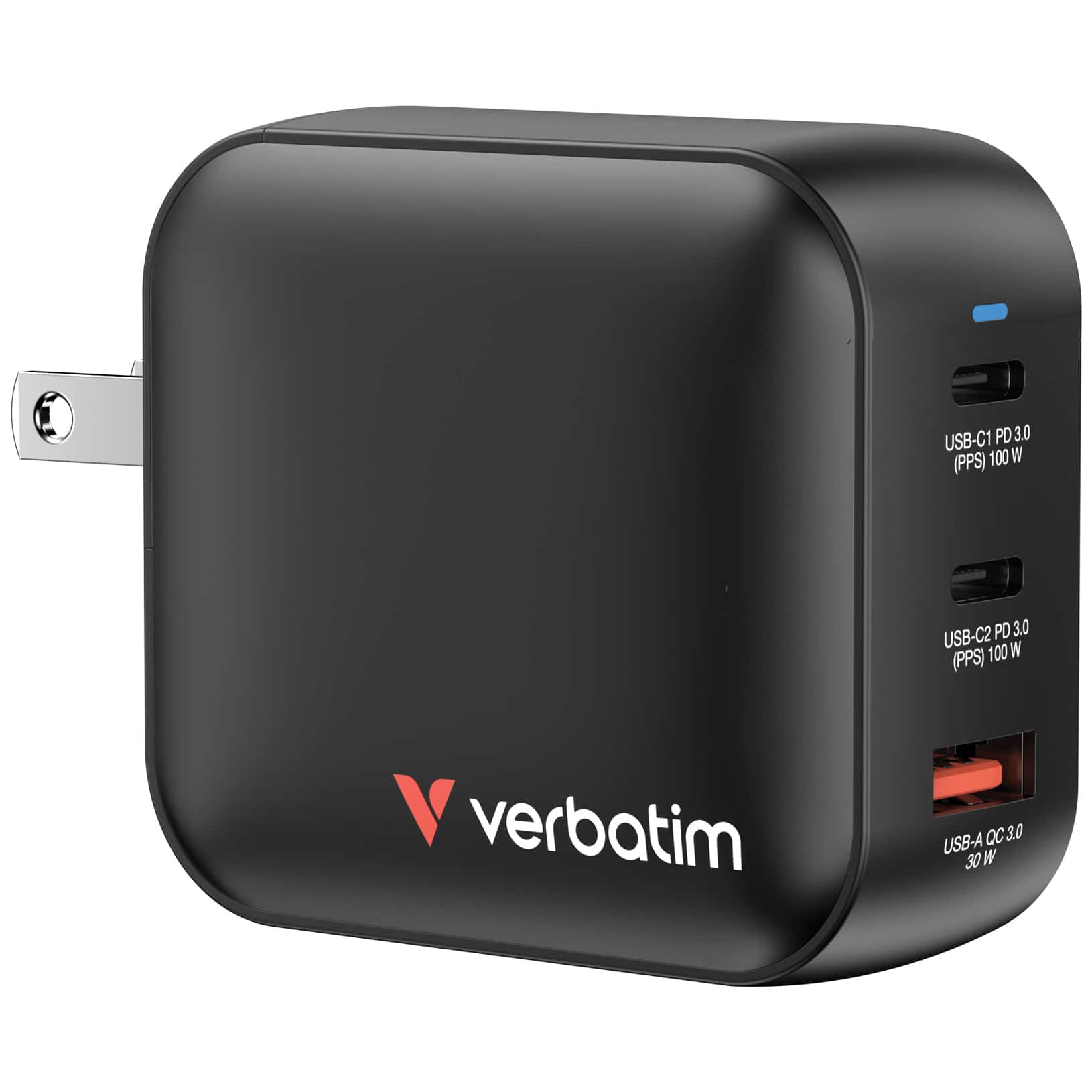 Verbatim GaN Charger 100W Universeel Zwart AC Snel opladen Binnen - Afbeelding 2