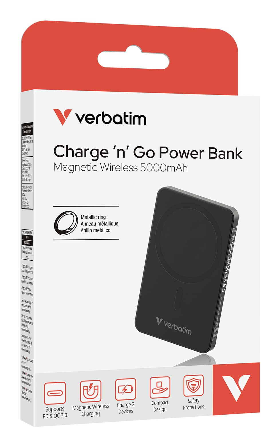 Verbatim Charge 'n' Go Essentials Magnetische draadloze powerbank 5000 mAh zwart - Afbeelding 3