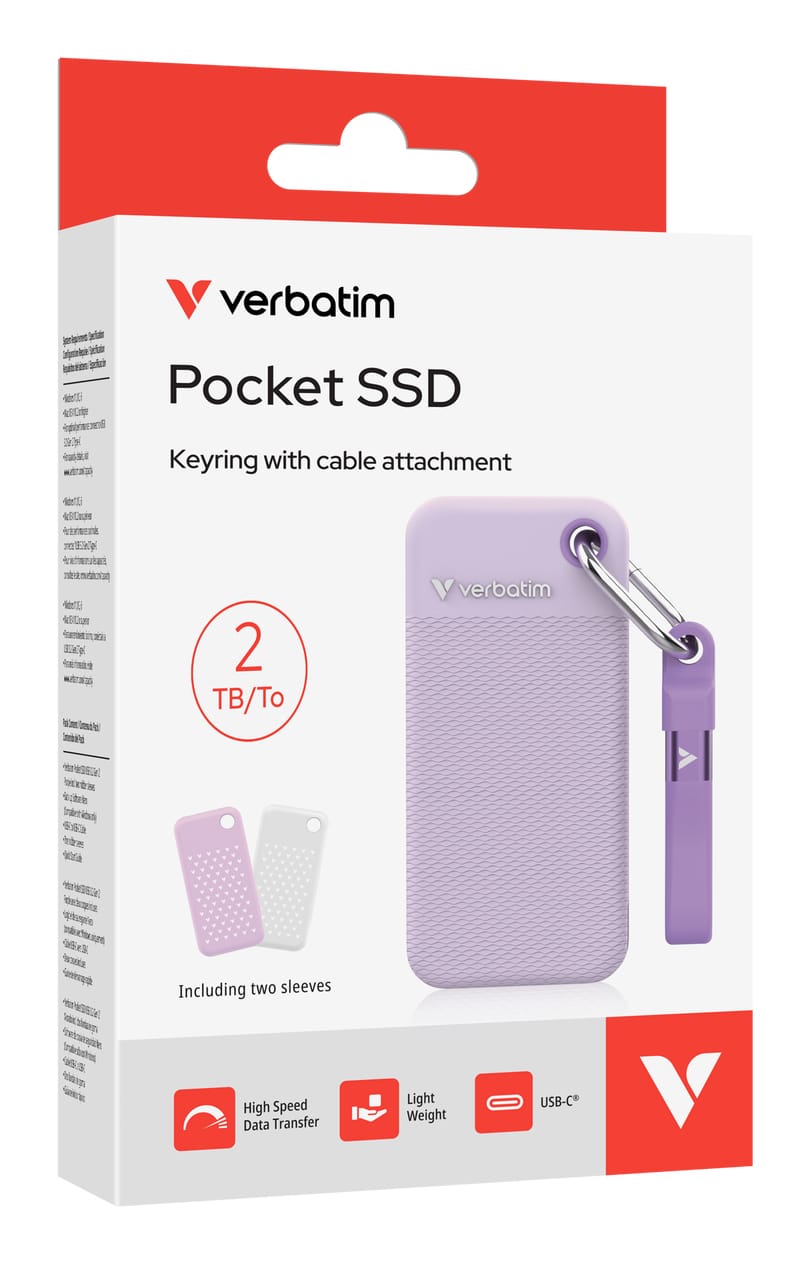 Verbatim Pocket SSD - Zomereditie Paars met 2 rubberen hoezen (wit & paars) - 2TB - Afbeelding 4