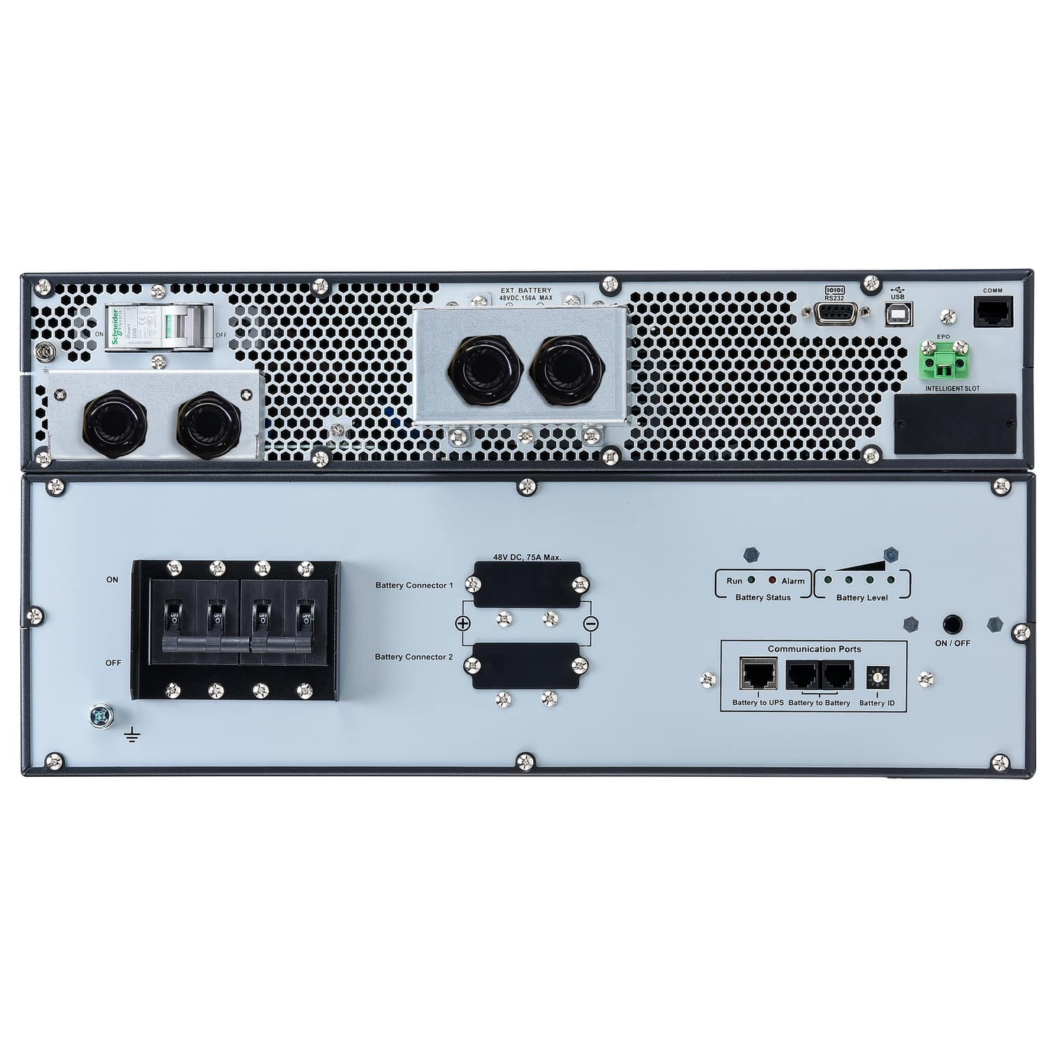 APC Easy UPS On-Line, 6kVA/6kW, Lithium-ion, Rack/Tower 5U, 230V, 1 harde draad (1P+N+E) uitgang, Intelligente kaartsleuf, verlengde runtime, met railkit Stekkerdoos - Afbeelding 7