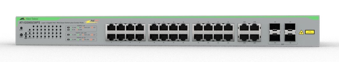 Allied Telesis iGS950/28PS Managed L2 Gigabit Ethernet (10/100/1000) Power over Ethernet (PoE) Bureaublad-/wandmontage Zilver - Afbeelding 2