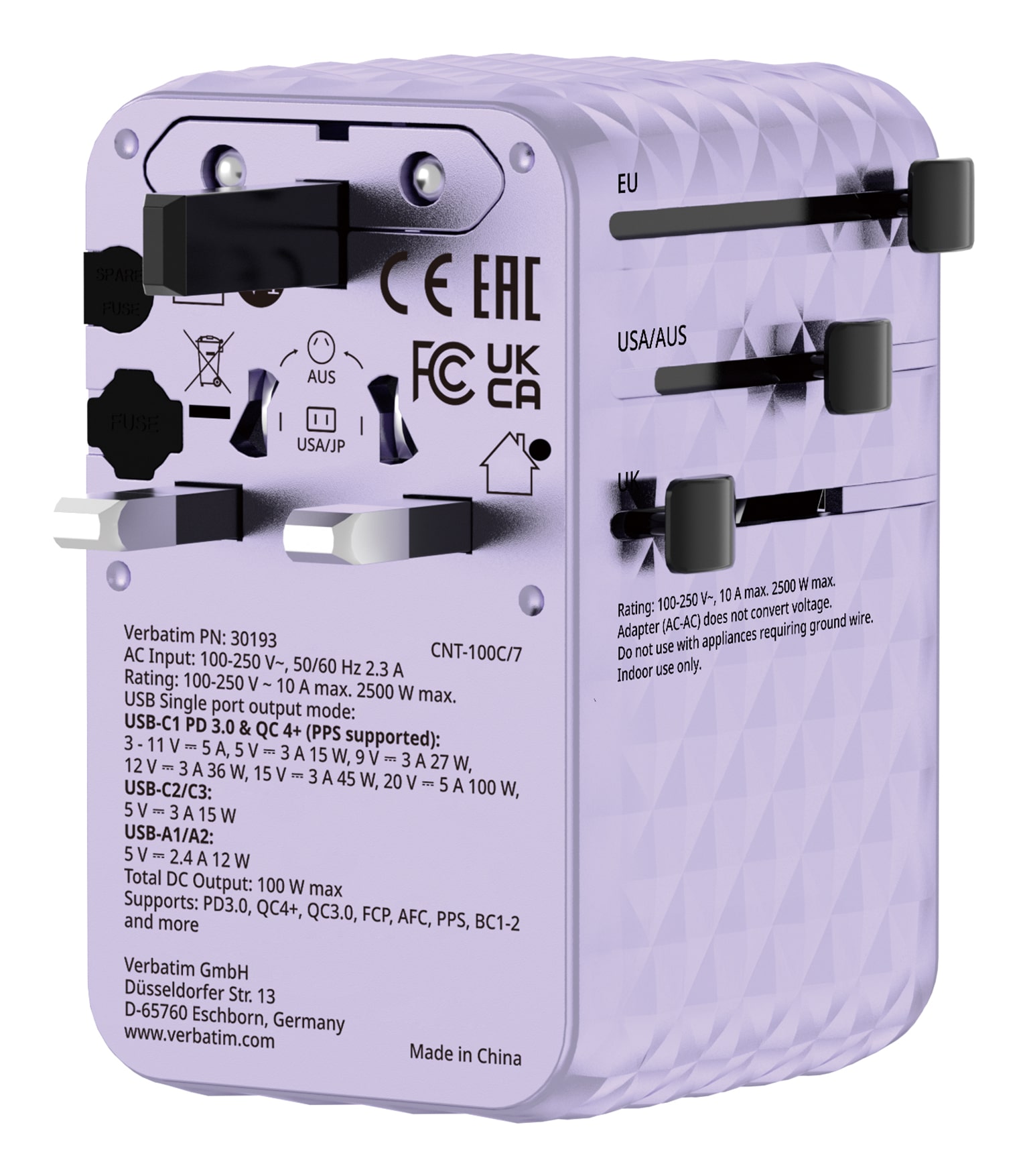 Verbatim 30193 oplader voor mobiele apparatuur Universeel Paars AC Snel opladen Binnen - Afbeelding 5