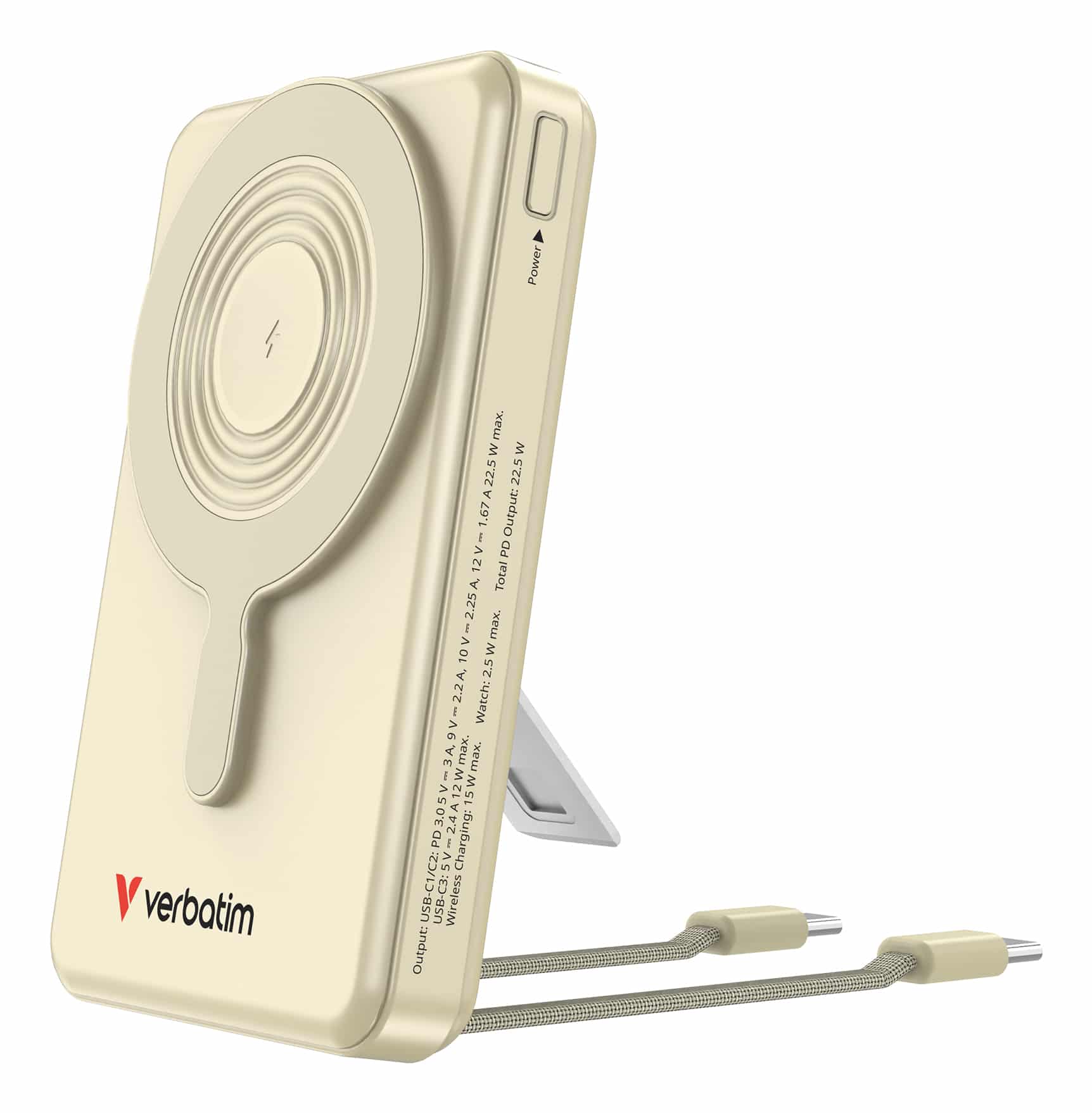 Verbatim 32274 powerbank Lithium-Polymeer (LiPo) 10000 mAh Draadloos opladen Goud