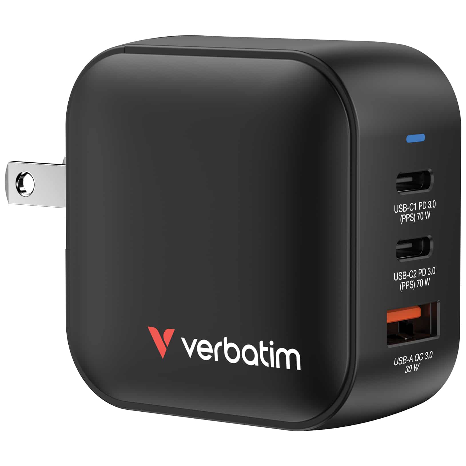 Verbatim Mini GaN Charger 70W Universeel Zwart AC Snel opladen Binnen - Afbeelding 2