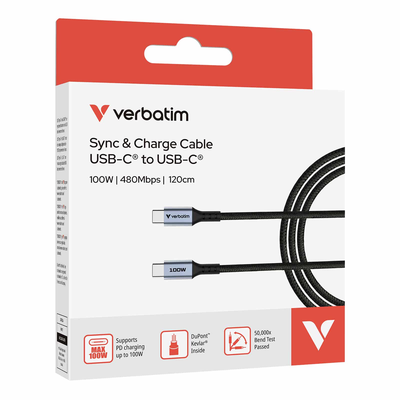 Verbatim Sync & Charge-Kabel - 100W USB-C naar USB-C 120 cm - Afbeelding 6