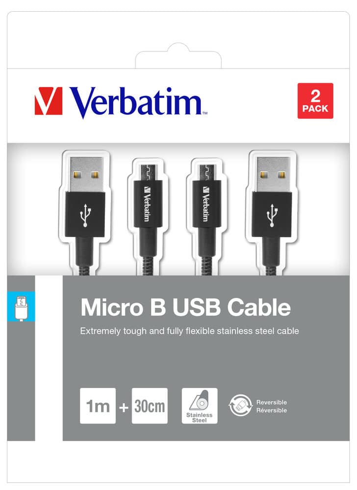 Verbatim 48875 USB-kabel USB 3.2 Gen 1 (3.1 Gen 1) 1 m Micro-USB A USB A Zwart - Afbeelding 3