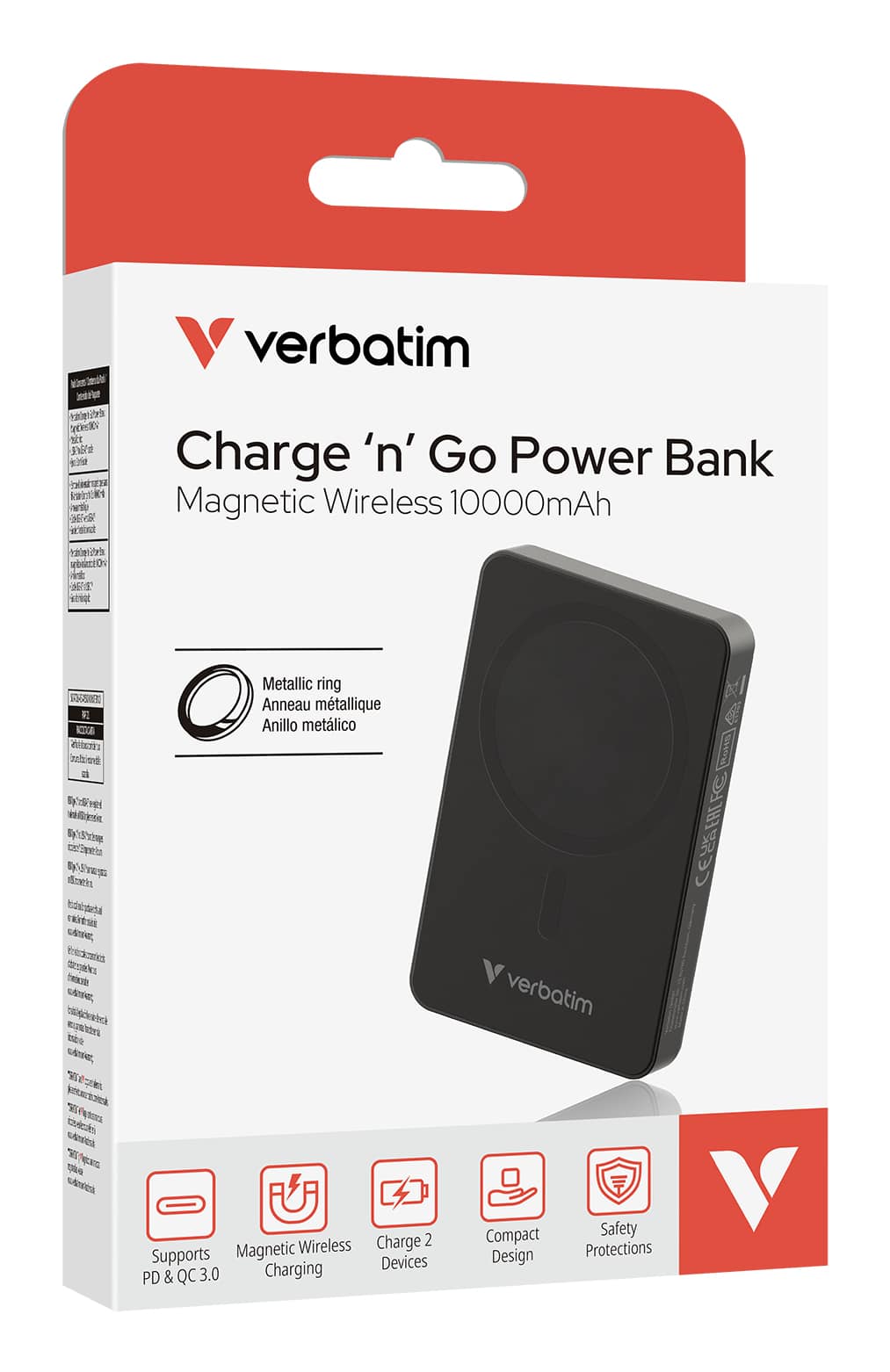 Verbatim Charge 'n' Go Essentials Magnetische draadloze powerbank 10000 mAh zwart - Afbeelding 3