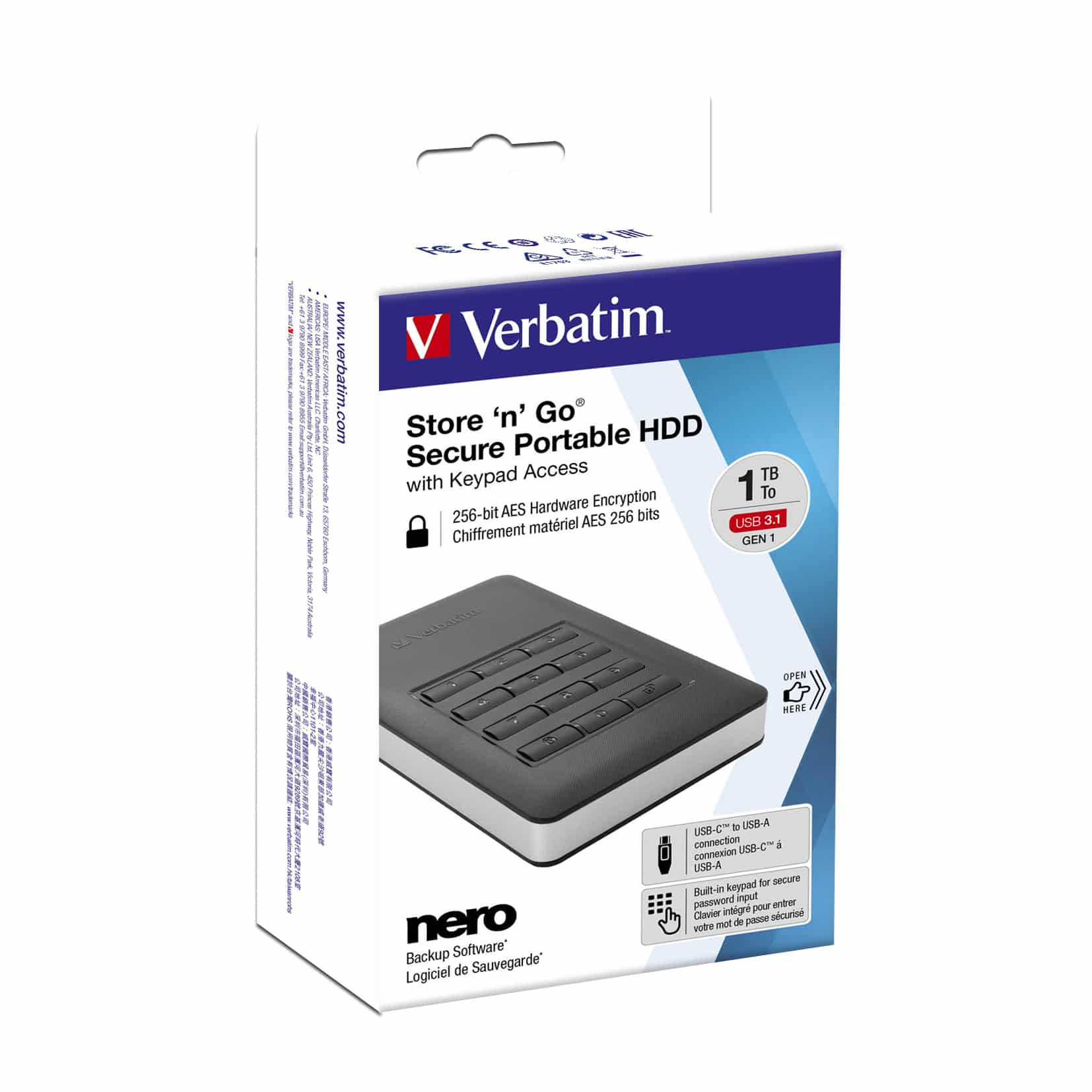 Verbatim Veilige draagbare harde schijf Store 'n' Go met toetsbediening 2TB - Afbeelding 5