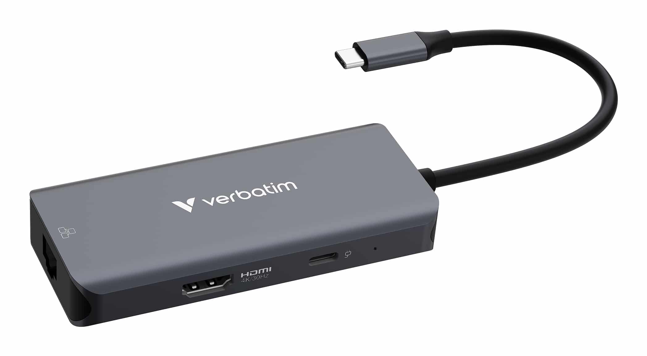 Verbatim USB-C essentiële multipoort hub 6 poorten: RJ45, HDMI, USB-C PD, 3 x USB-A 3.2 Gen 1